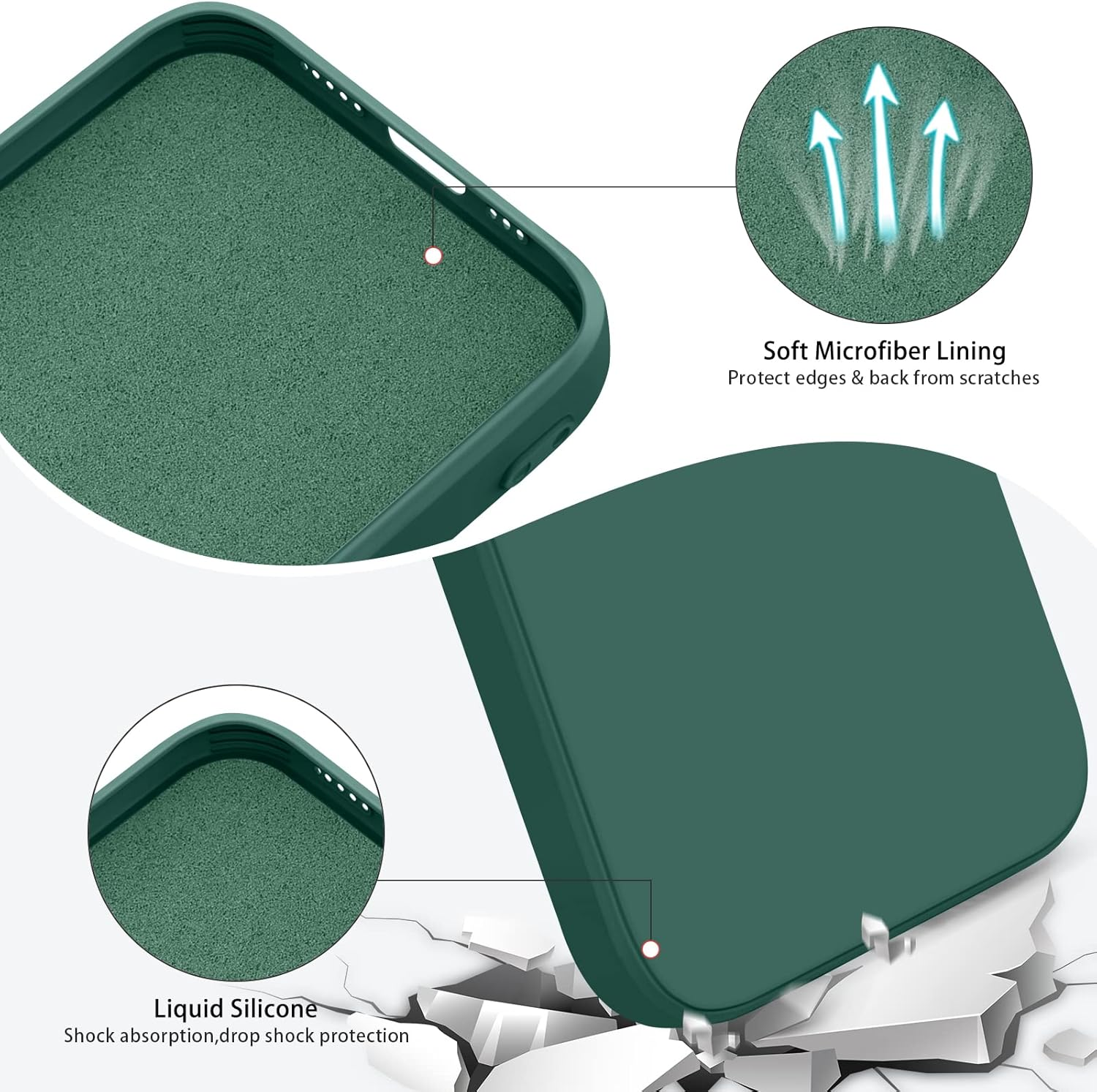 Meliya Case for Iphone 12 Case, Slim Stylish Silicone Full-Body Protective Shockproof Bumper Cover for Iphone 12 6.1 Inch (2020) Phone Case (Dark Green) image number 2