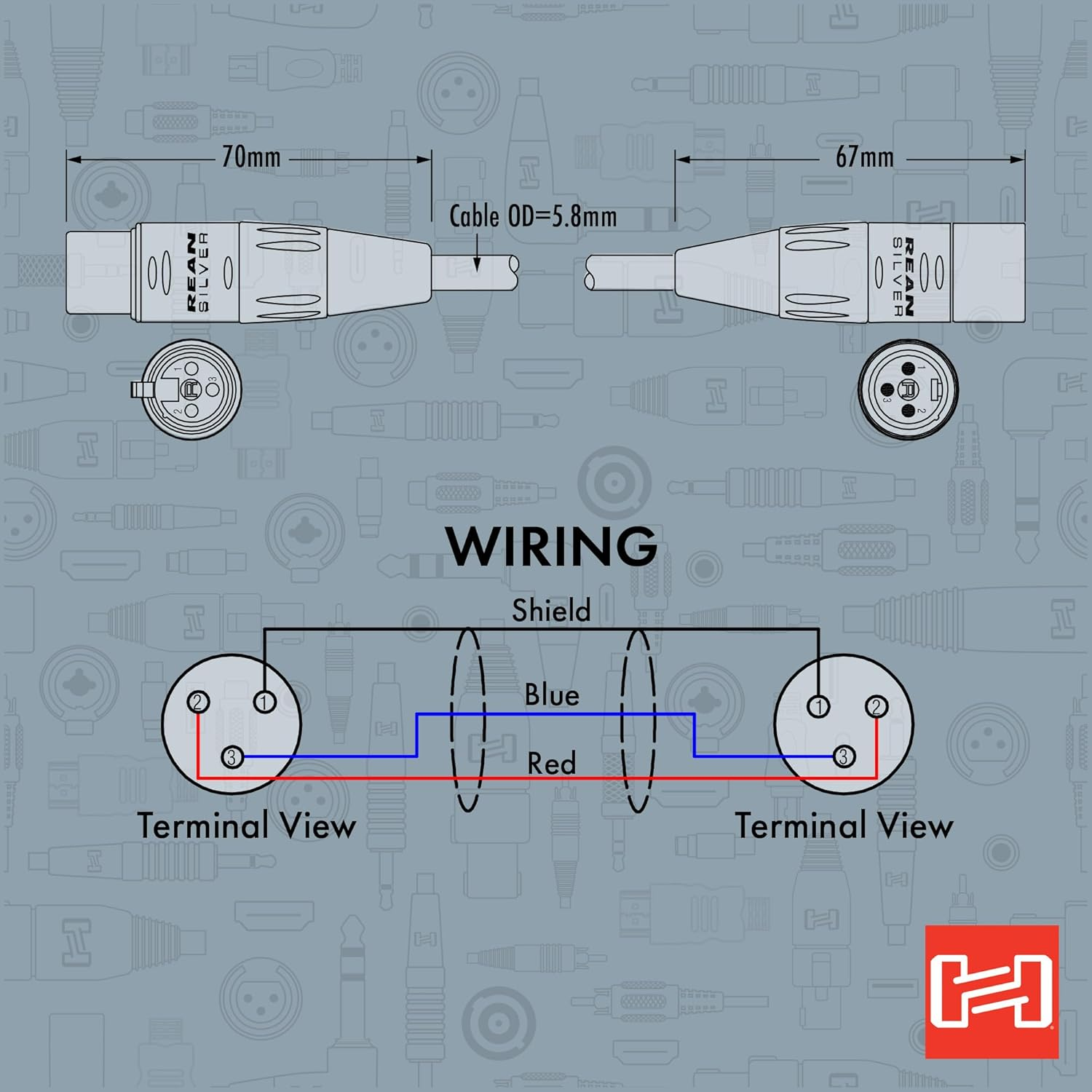 Hosa Rean XLR3F to XLR3M Pro Balanced Interconnect, 1.5 Feet image number 5