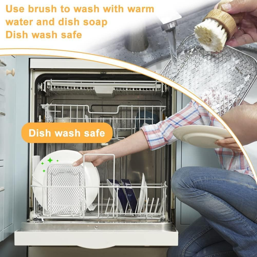 Air Fryer Rack for Ninja Air,3 Layers Stainless Steel Air Fryer Shelf Stackable Dehydrator Racks with Clip and Silicone Feet Air Fryer Accessories for Dual Air Fryer, Oven (Rectangular) image number 4