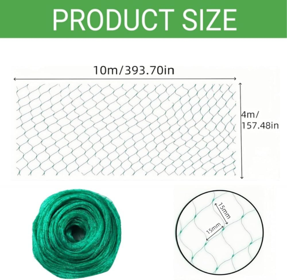 2 Pcs anti Bird Protection Net, 4 X 10 M Reusable Fence Net,Deer Fence Netting,For Garden Protection,Fruit Trees Vegetables against Birds,Squirrels,Poultry,Other Animals,Mesh image number 5