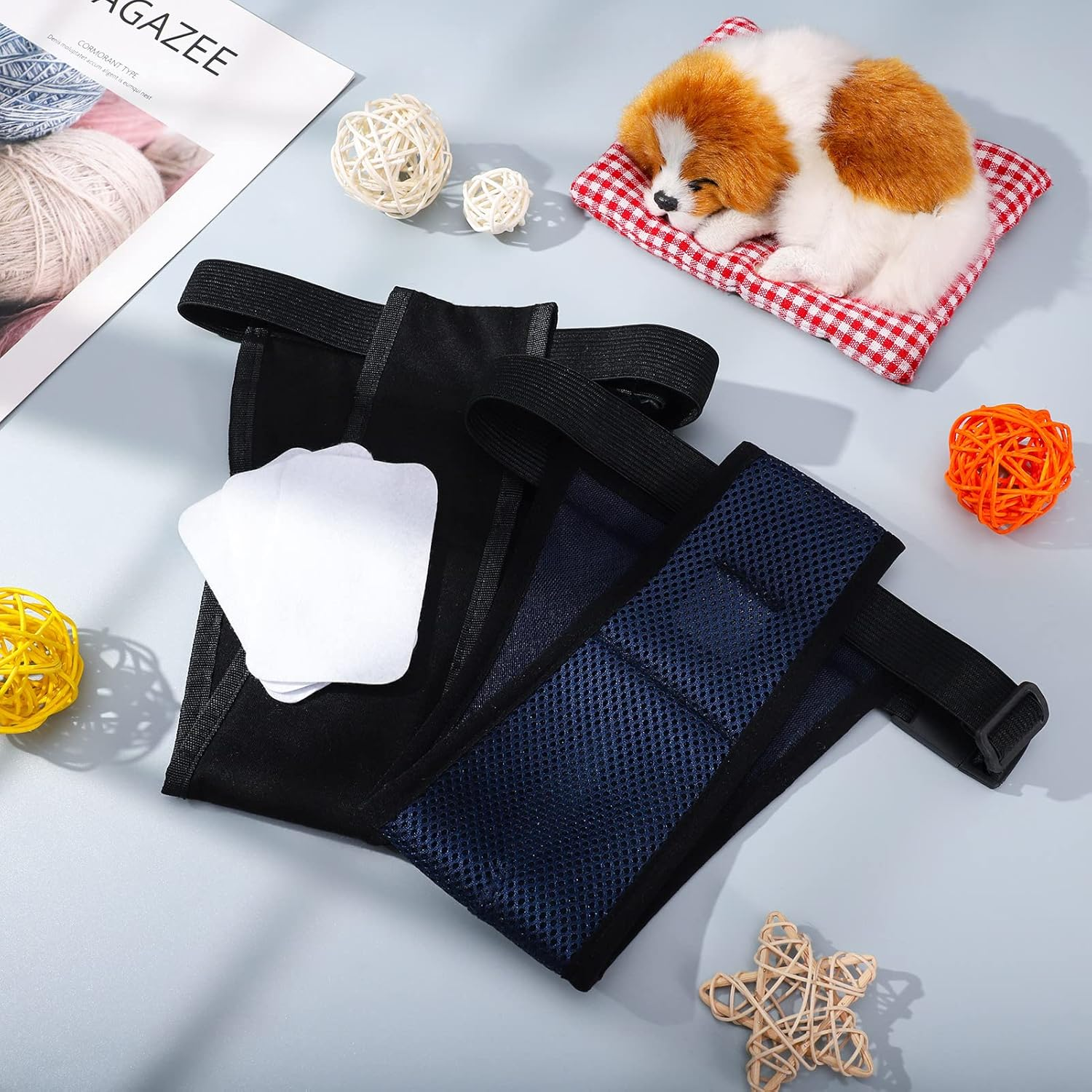 2 Pack Dog Sanitary Nappies Dog Underwear, Washable Wraps Panties for Female Pets, Dog Menstruation Underwear Dog Sanitary Nappies Period Underpants for Small Medium Large Dog image number 1