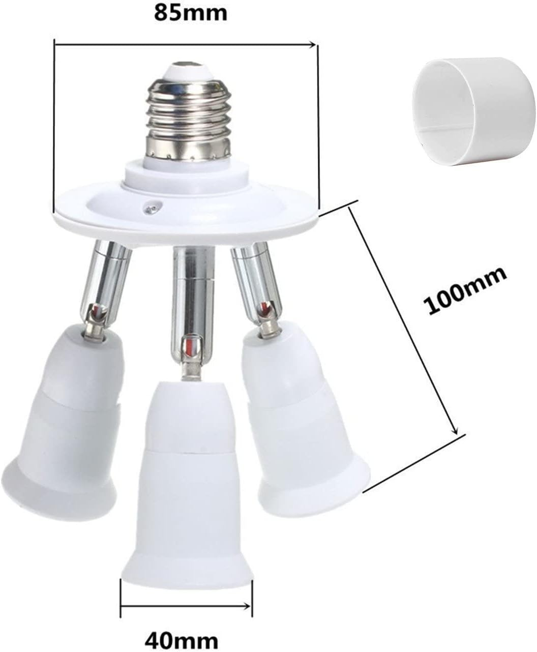 3 in 1 E27 E26 Socket Adapter Splitter,E26 E27 Universal Lamp Holder with 360 Degrees Adjustable 180 Degree Bending image number 6