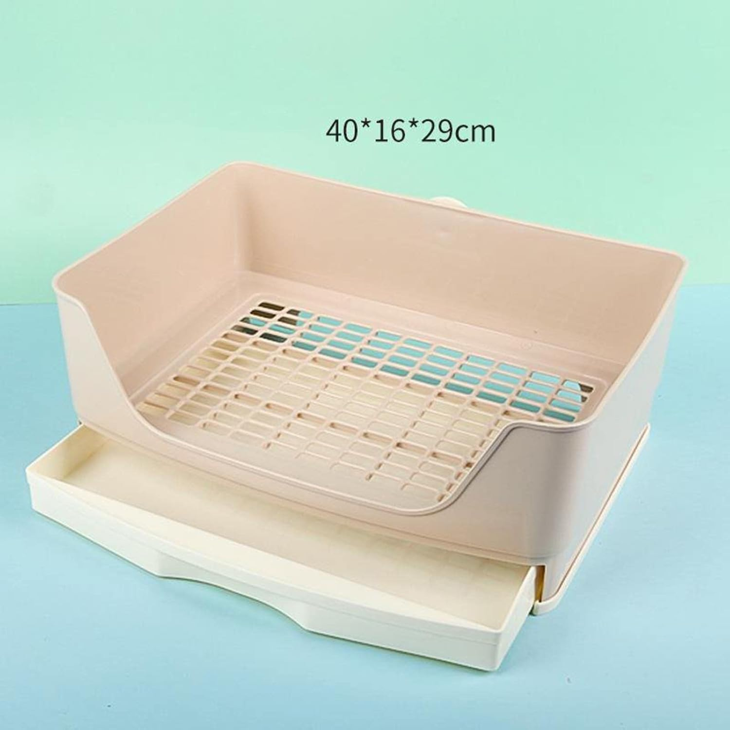 Flameer Large Rabbit Litter Box with Drawer, Corner Toilet Box and Bigger Pet Pan for Adult Guinea Pigs, Chinchilla, Ferret, Galesaur, Small Animals - Beige