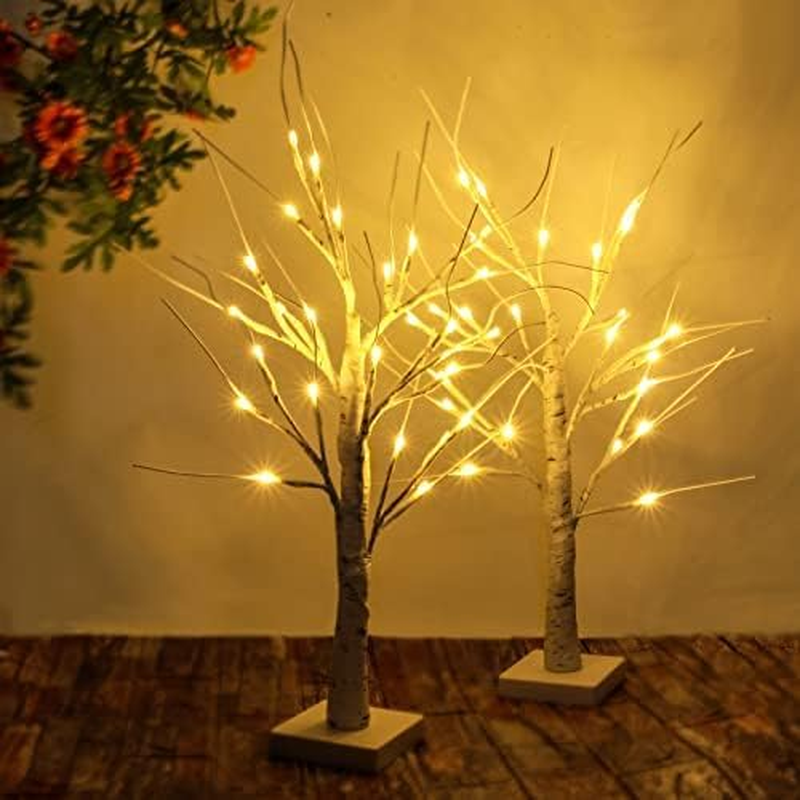2-Pack 2FT Birch Tree with 48 LED Lights and Timer For image number 5