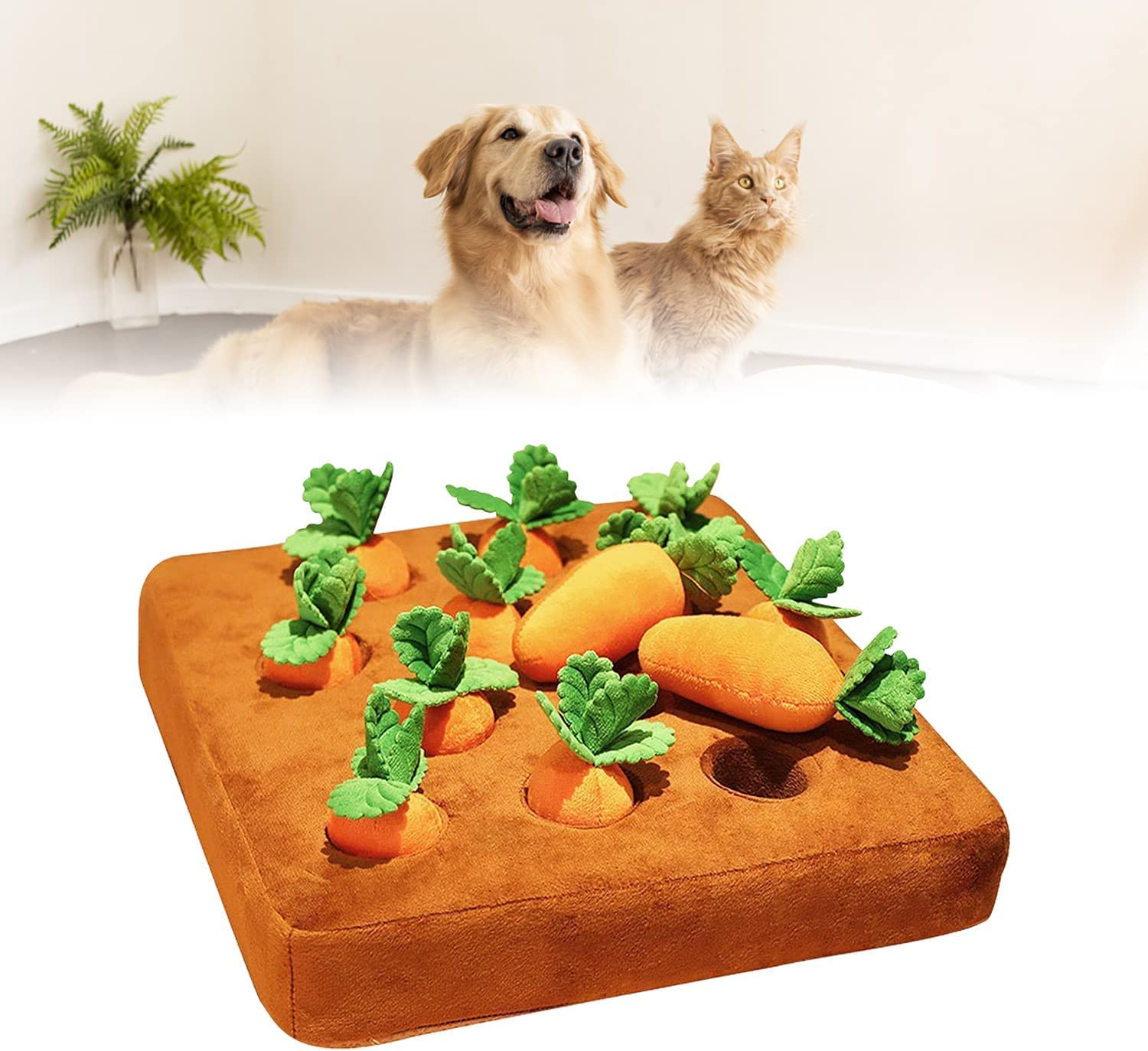 Pet Carrots Plush Chew Toys Dog Carrot Toys Interactive Dog IQ Training Encourage Natural Foraging Skill Puzzle with 12 Carrots Toy for Training and Stress Relief(Carrot) image number 5