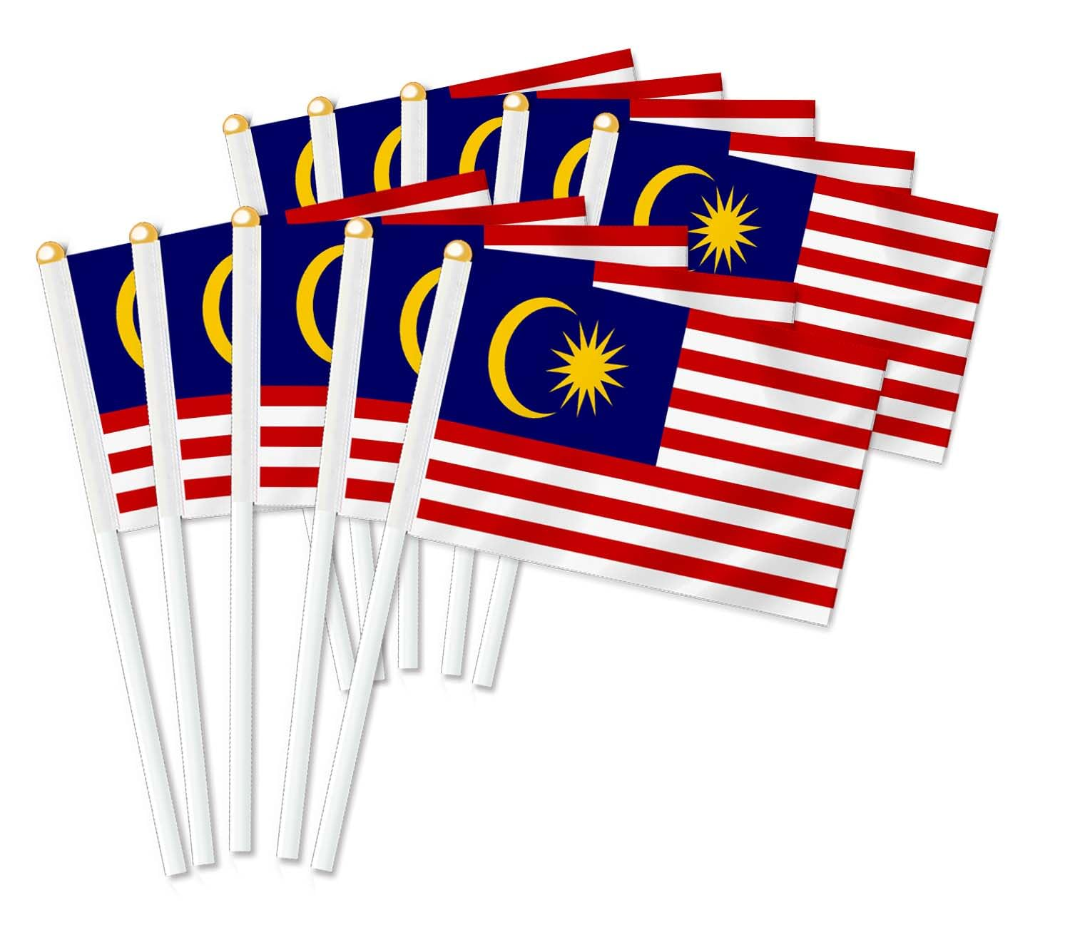 10 PCS Malaysia Handheld Small Flag, Malaysians Hand Held Mini Decor Decoration Banner image number 2