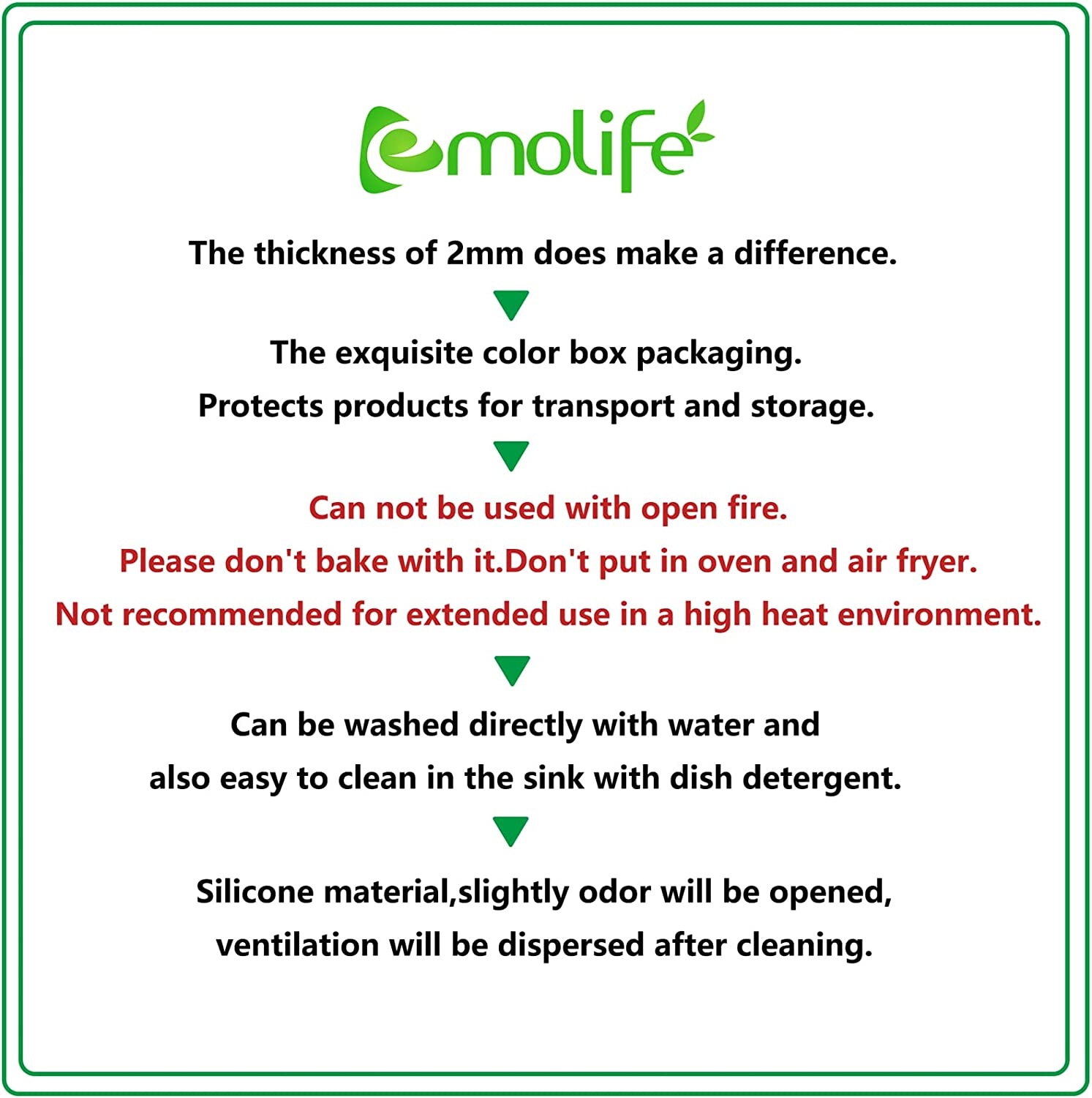 Emolife Heat Resistant Mat for Air Fryer Site On, Thick Silicone Mats for Kitchen Counter, Countertop Protector, No-Slip (Black) - Black image number 6