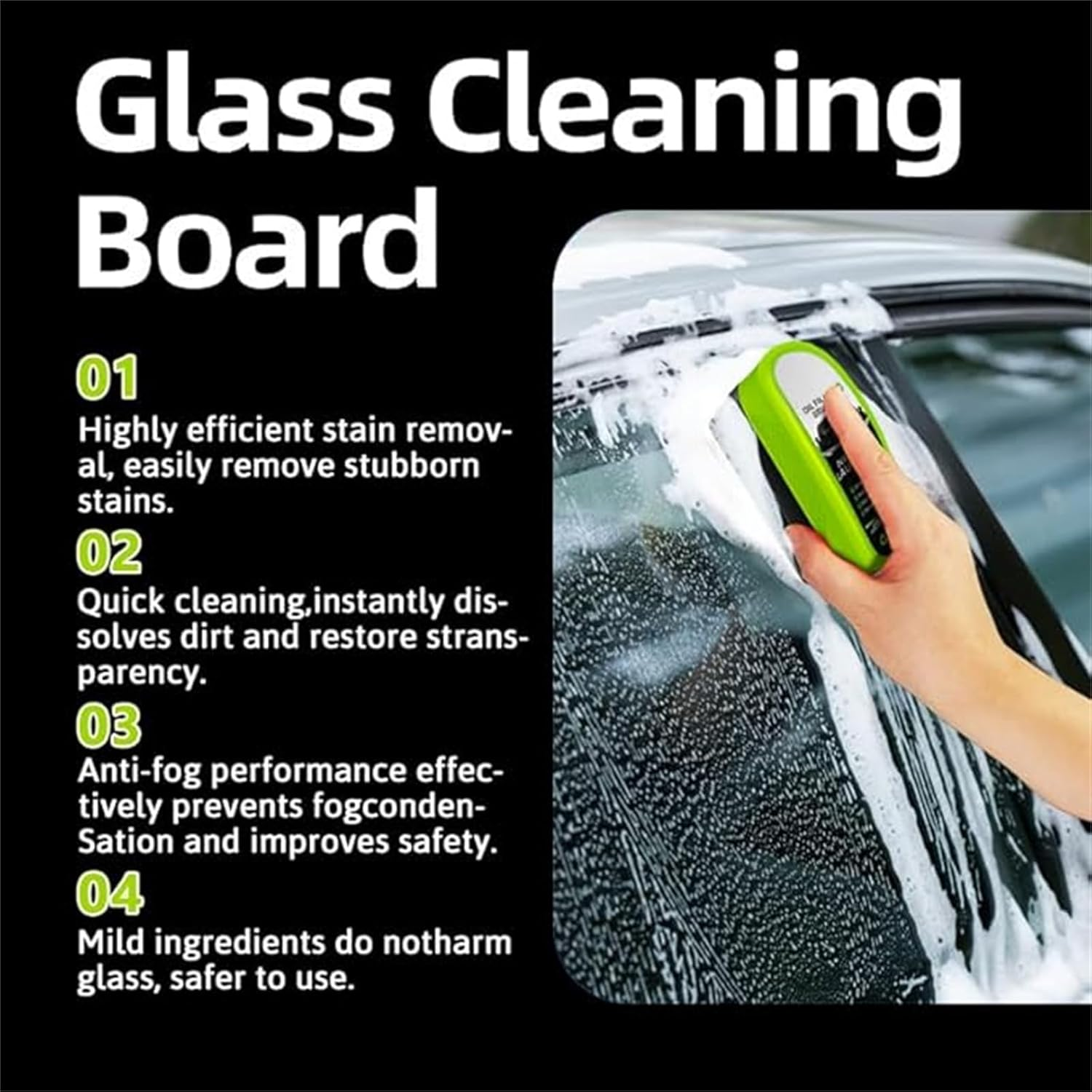 Automotive Oil Film Cleaning Brush for Car Windows, Glass Cleaning Board, Anti-Fog Rain Glass Cleaner, Effective Oil Film Remover for Windshield and Window Cleaning（2 PCS）