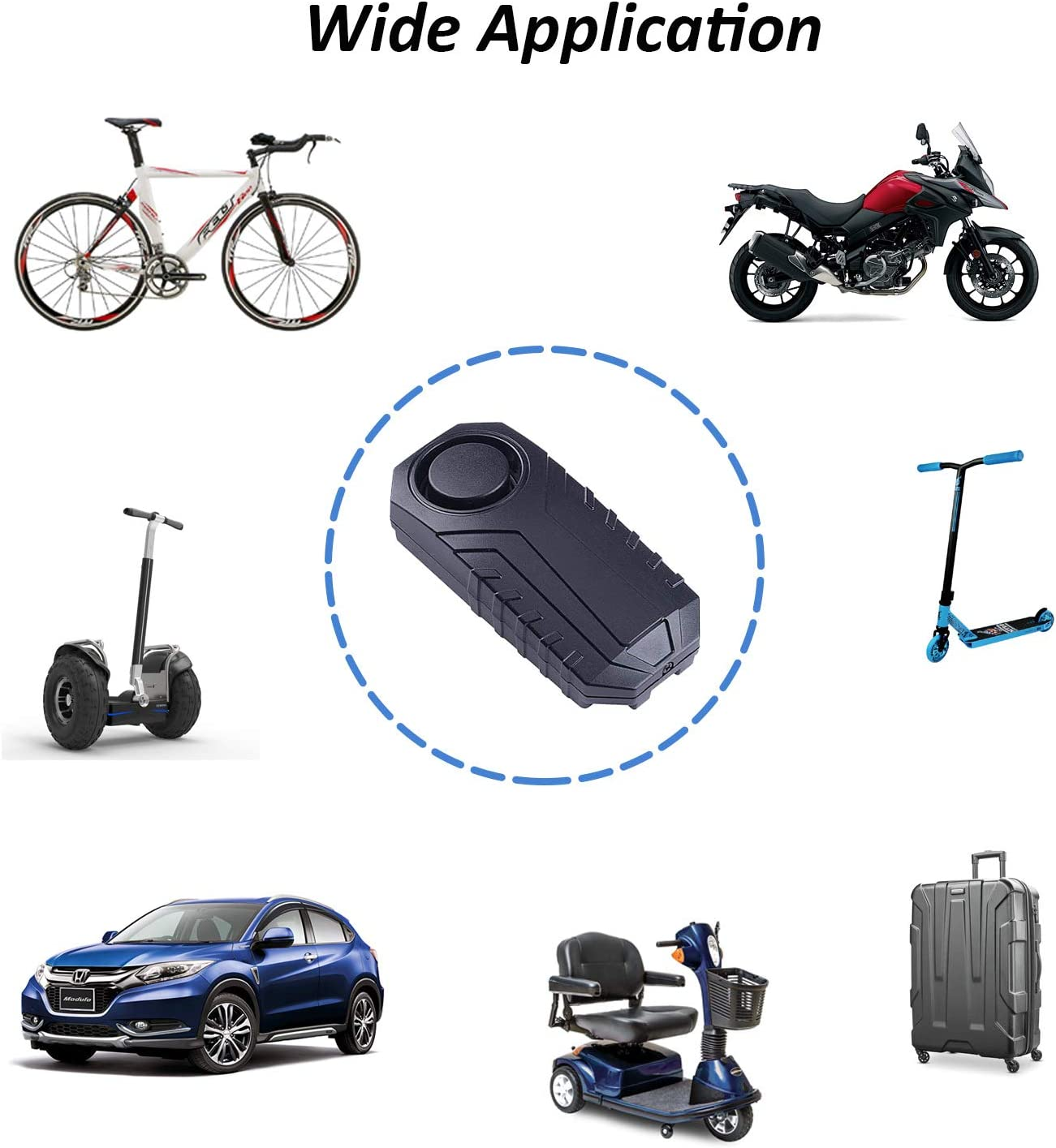 Mengshen Wireless Motorcycle Bicycle Alarm, Security Anti-Theft Alarm with Remote Control, IP55 Waterproof, 113 Db Super Loud (Black) image number 4