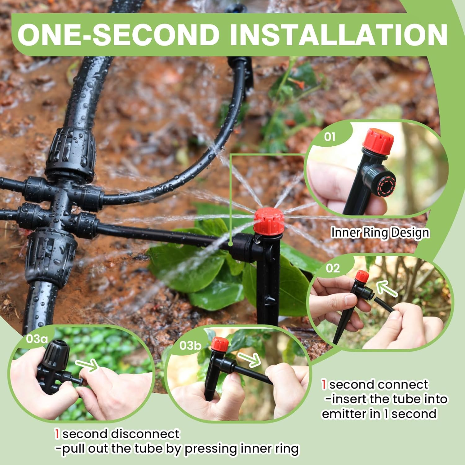 Maotong 240FT Drip Irrigation System Kit New Quick-Connect, Automatic Garden Watering Misting System for Greenhouse, Yard, Lawn, Plant with 1/2 Inch Hose 1/4 Inch Distribution Tubing and Accessories image number 4