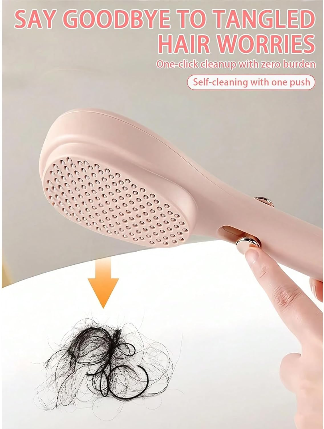 Telescopic Magic Comb,Scalp Cleaning Special Travel Portable Fluffy Massage Comb,Air Bag Hair Detachable Magic Brush,For Home,School,Travel,Barber Shop (Pink) image number 5