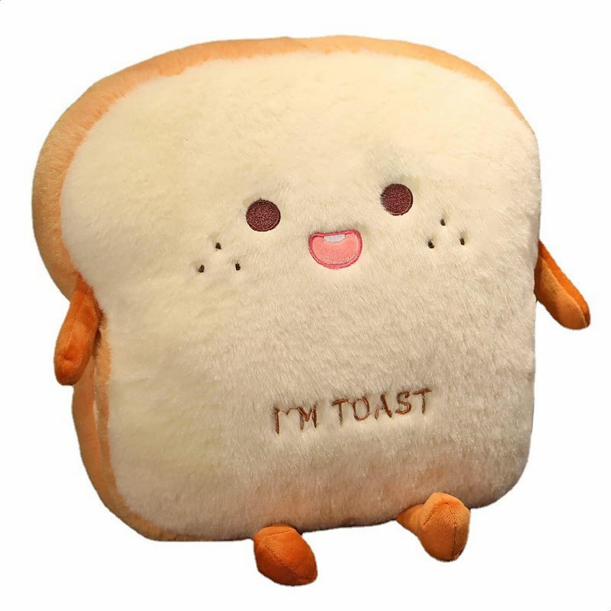 Funny Toast Travel Pillow Hand Warmer Nap Pillow Cute Plush Bread Toy Soft Washable Seat Cushion Pad for Car, Office and Home, Shy