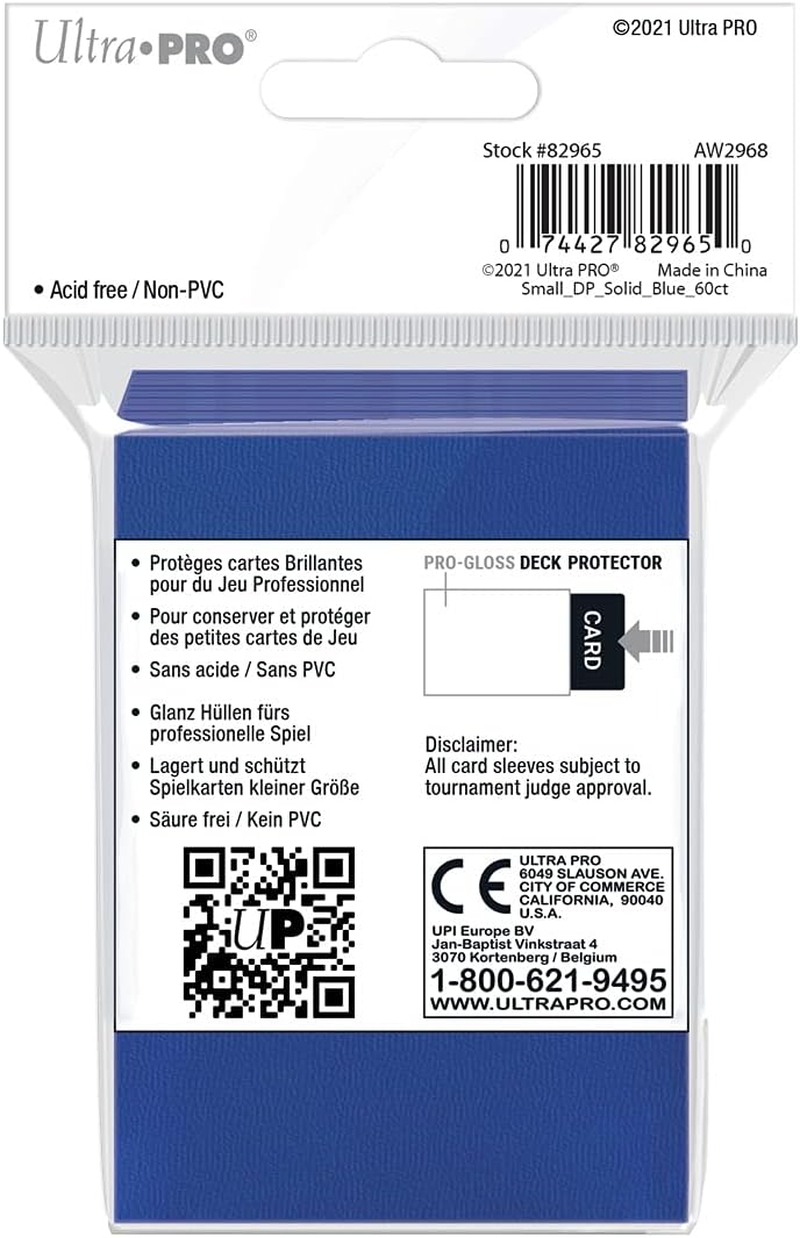 Ultra Pro Pro-Gloss Small Deck Protector Sleeves, Blue (Pack of 60)