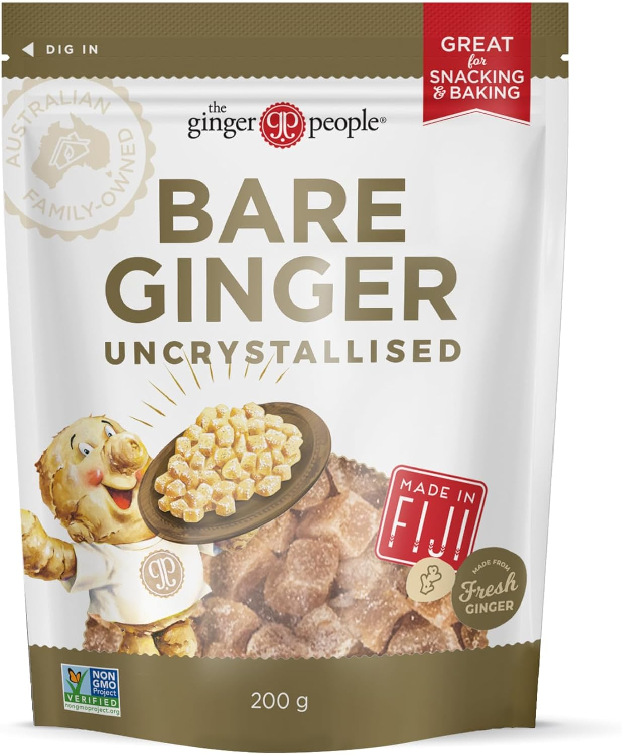 The Ginger People Uncrystallised Bare Ginger Bag - 200G - Pack of 6 image number 4