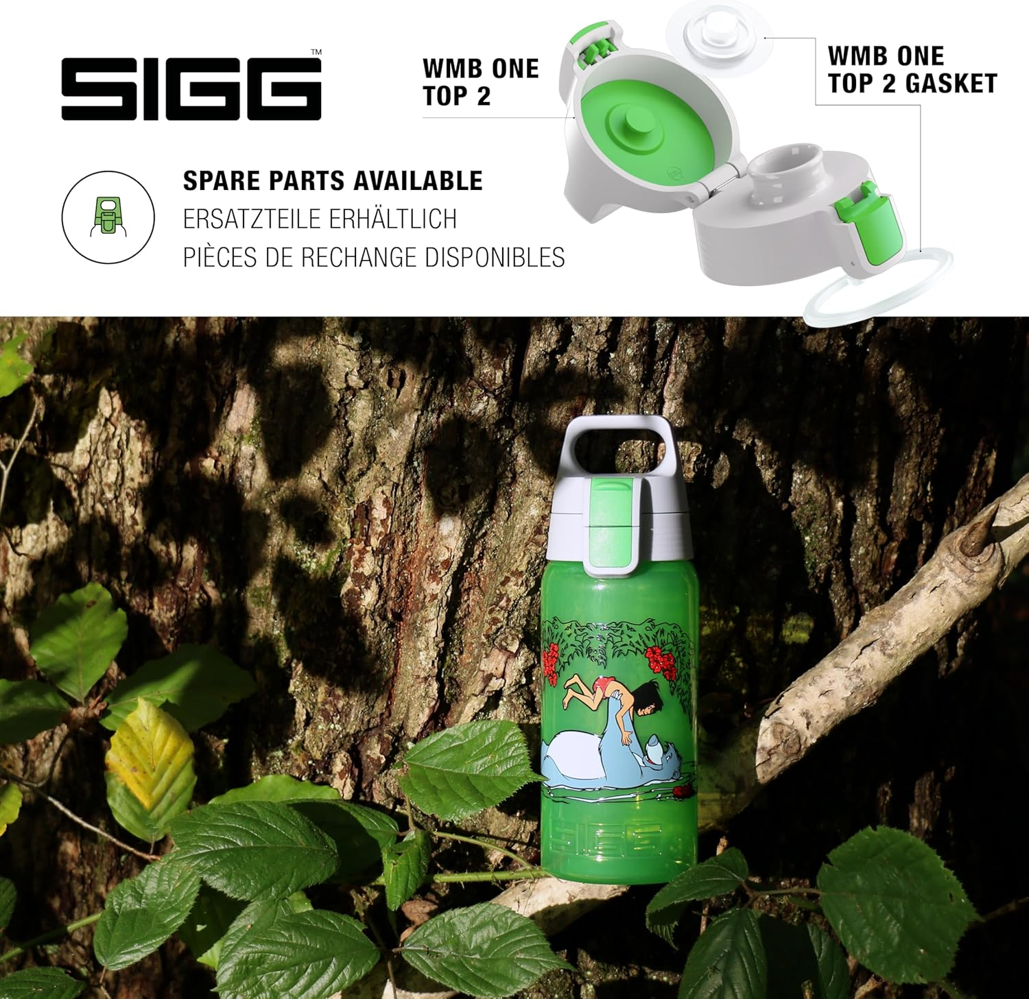 Sigg - Sports Water Bottle for Kids - Viva One Junglebook (Disney) - Suitable for Carbonated Drinks - Leak-Proof - Dishwasher Safe - BPA Free - for School & Sports - Green - 0.5L - 29 Olaf Ii image number 6