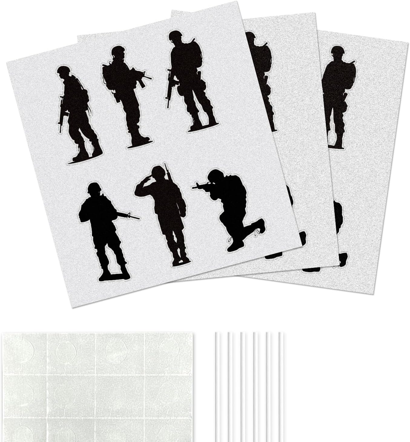 18Pcs Military Cupcake Toppersblack Glitter Gun Army Soldier Fighter Veteran'S Day Happy Birthday Cupcake Pick Airman Retirement Military Themed for Kids Boys Men Birthday Party Supplies image number 1