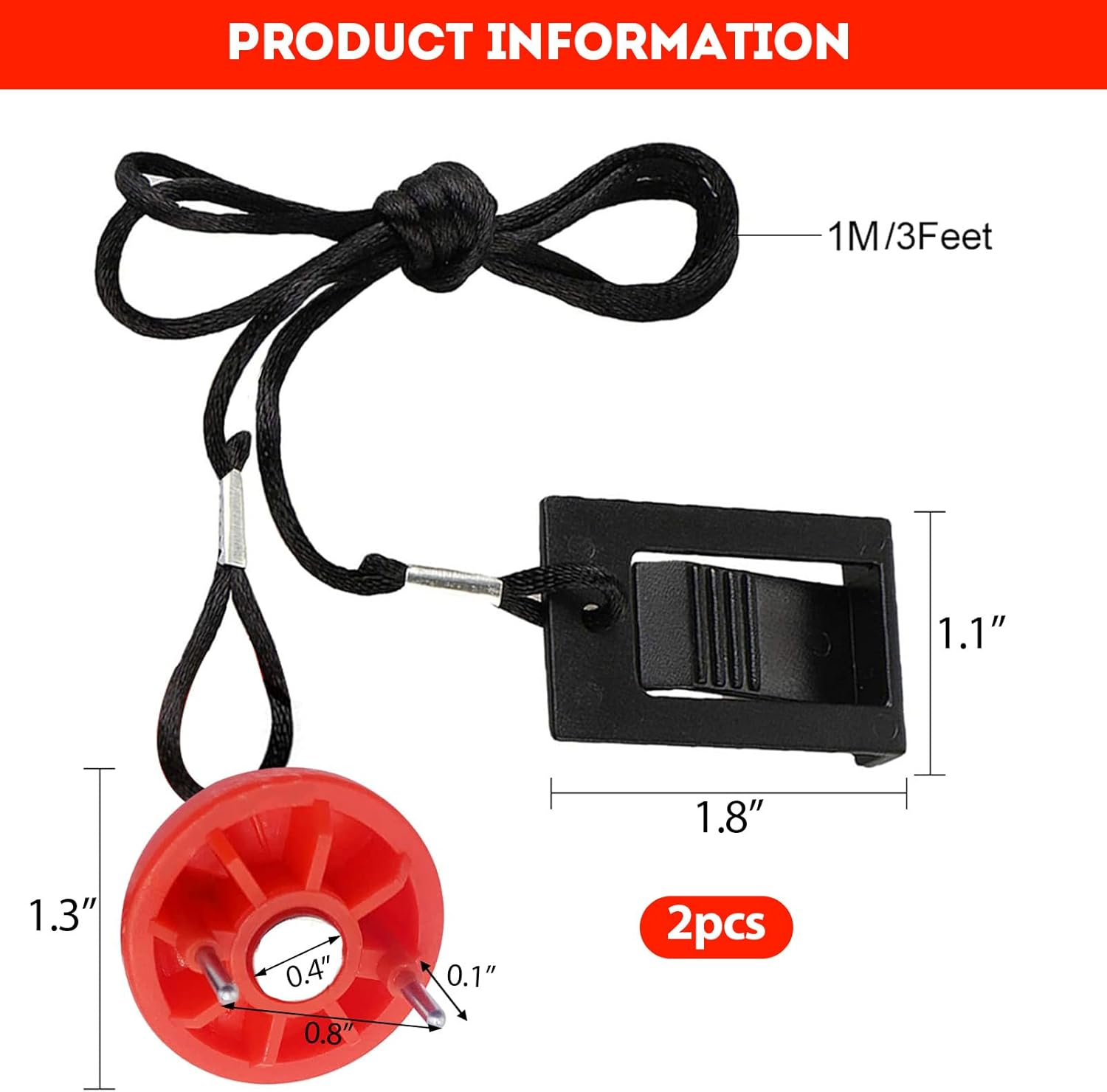 Treadmills Safety Key, Treadmill Universal Magnet Key Replacement Safety Key - 2Pcs, for Nordictrack, Proform, Image, Weslo, Reebok, Epic, Golds Gym, Healthrider Treadmills