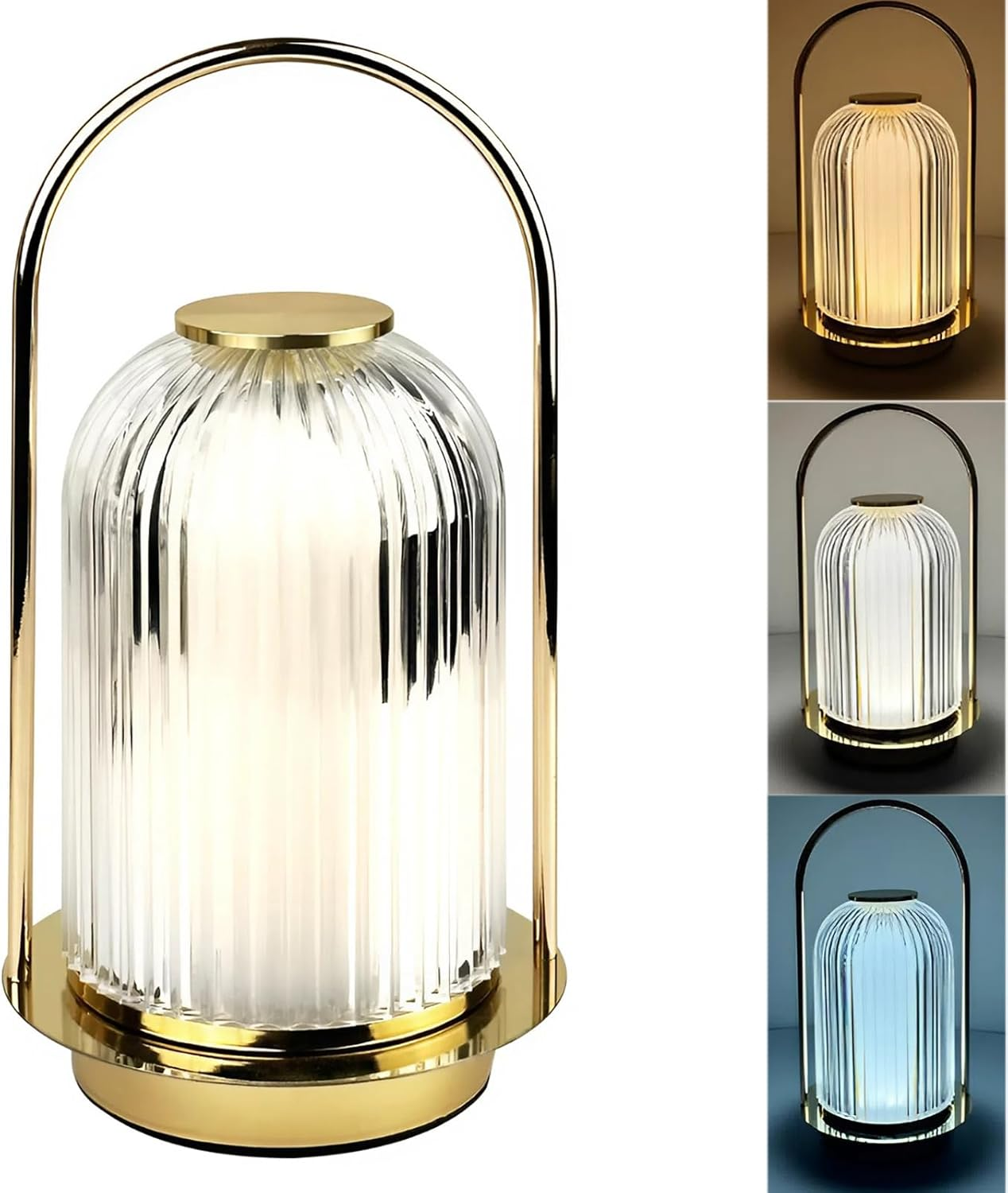 LED Table Lamp, Cordless Rechargeable, 3 Colour Stepless Dimming, Touch Control, Portable Night Light (Modern, Small+26#) image number 6