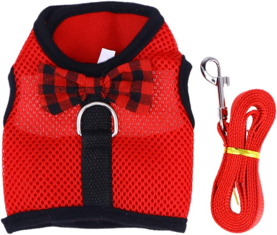 Pet Leash Breathable Mesh Fabric Small Animal Vest Lead for Hamster Rabbit Bow Strap Scenario