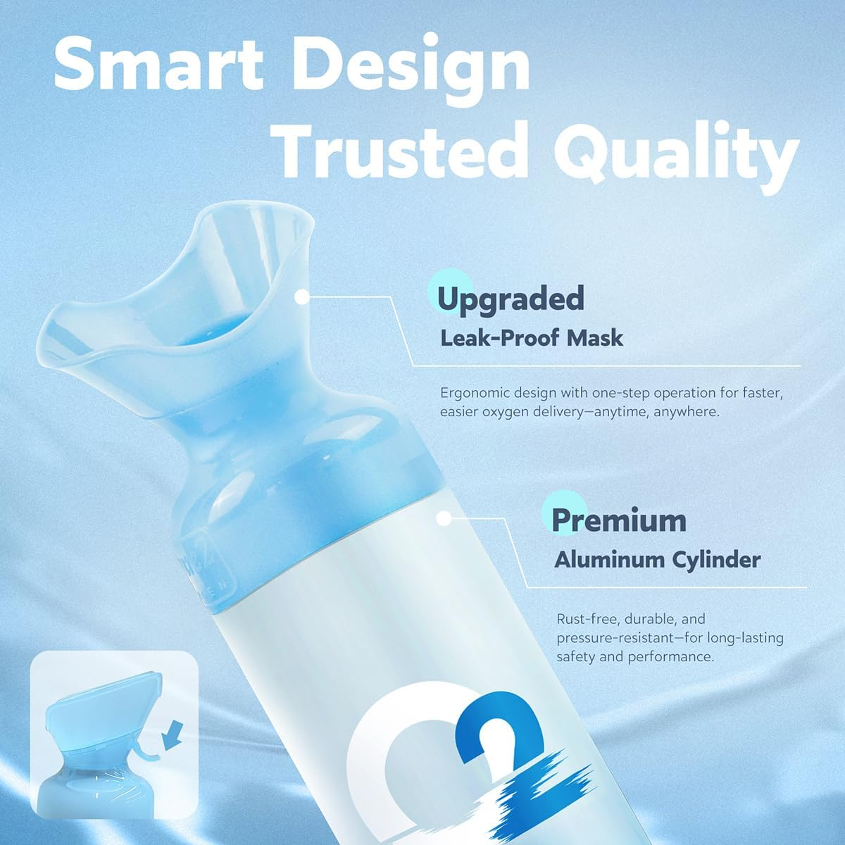 Oxygen Can 97% Pure 10 Liter Portable, 200 Breath Cylinder Large Size, Ideal for High Altitude, Camping, Climbing, 3 PACK image number 3