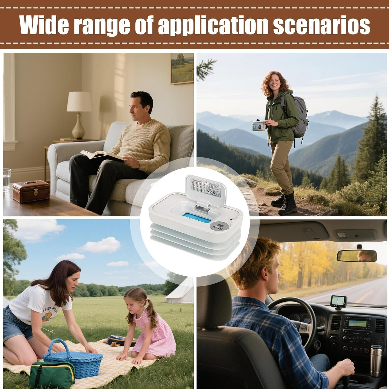 Wipe Warmer for Baby,Portable Wipe Warmer and Dispenser Cordless | Rapid Heating Baby Product for Road Trips Business Trips Car Camping - Pink image number 3