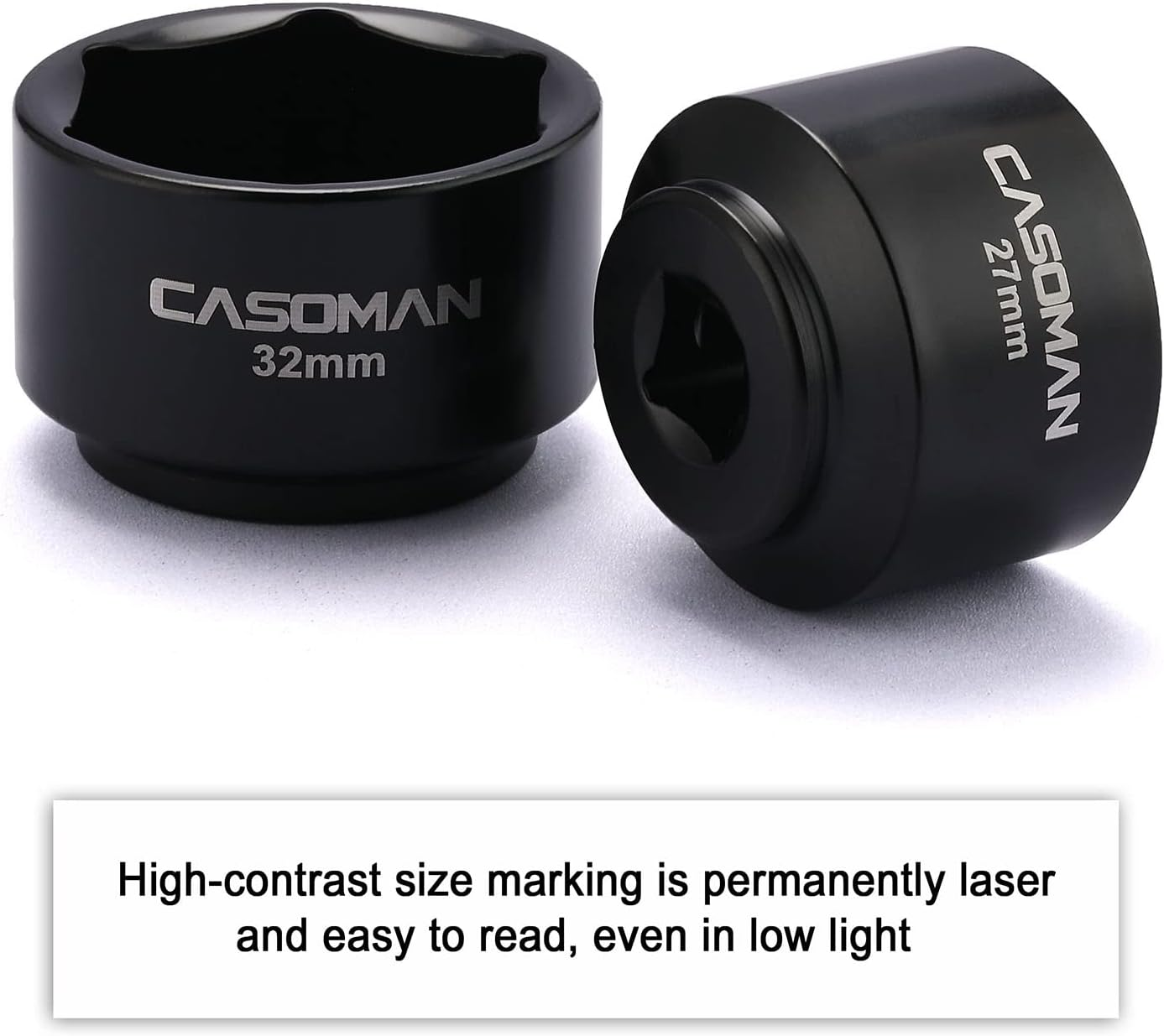 CASOMAN 7 Pieces 3/8" Drive Low Profile Oil Filter Socket Set, Oil Filter Cap Remover and Installer Tool Set, 6 Point, 24Mm, 25Mm, 27Mm, 28Mm, 29Mm, 32Mm, 36Mm, CR-V image number 2