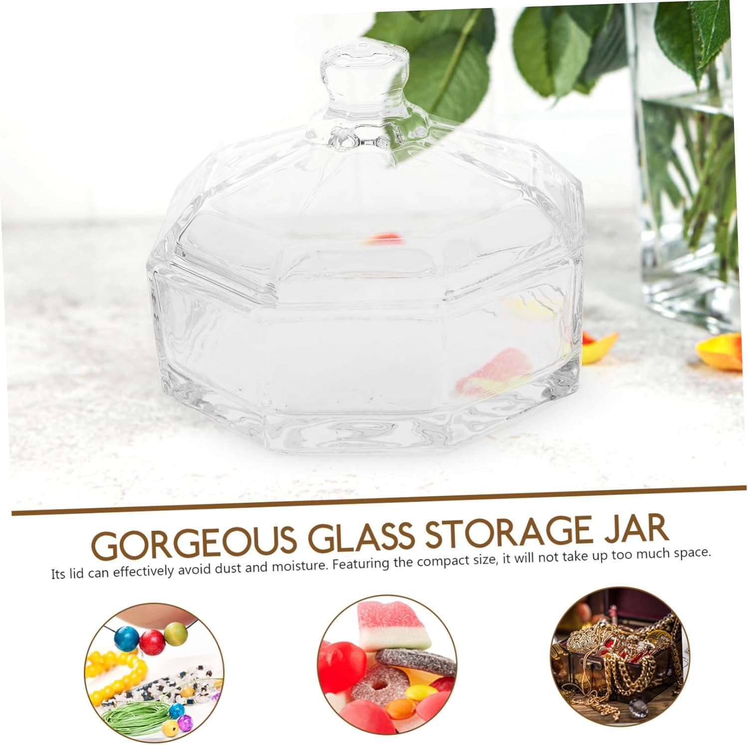 Zerodeko 2Pcs Glass Storage Boxes Retro Candy Containers Household Jars Kitchen Use Glass Jar Lid for Home Use image number 3