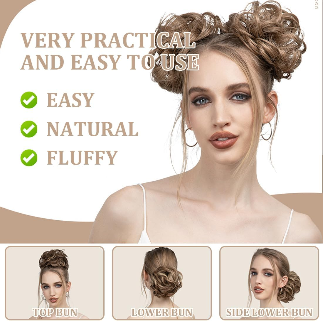 Hairpiece with Elastic Band, Large Bun Hairpiece Hair Scrunchie with Hair Updo Hairstyles, for Women Girls Ponytail (A) image number 1