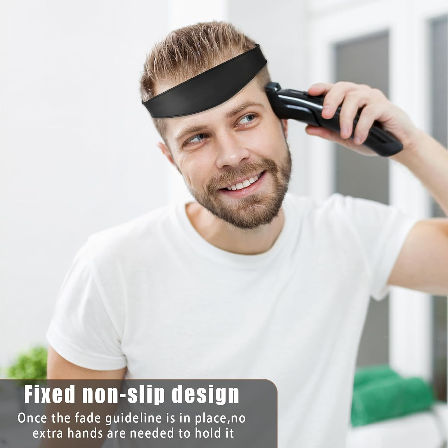 PEUTIER Hair Trimming Guide Men, Black Hair Cut Guides Fade Cutting Tool with 2 Hair Bands Adjustable Neckline Shaving Template for Home Use Barber Shops Hair Salons Makeup Rooms image number 6