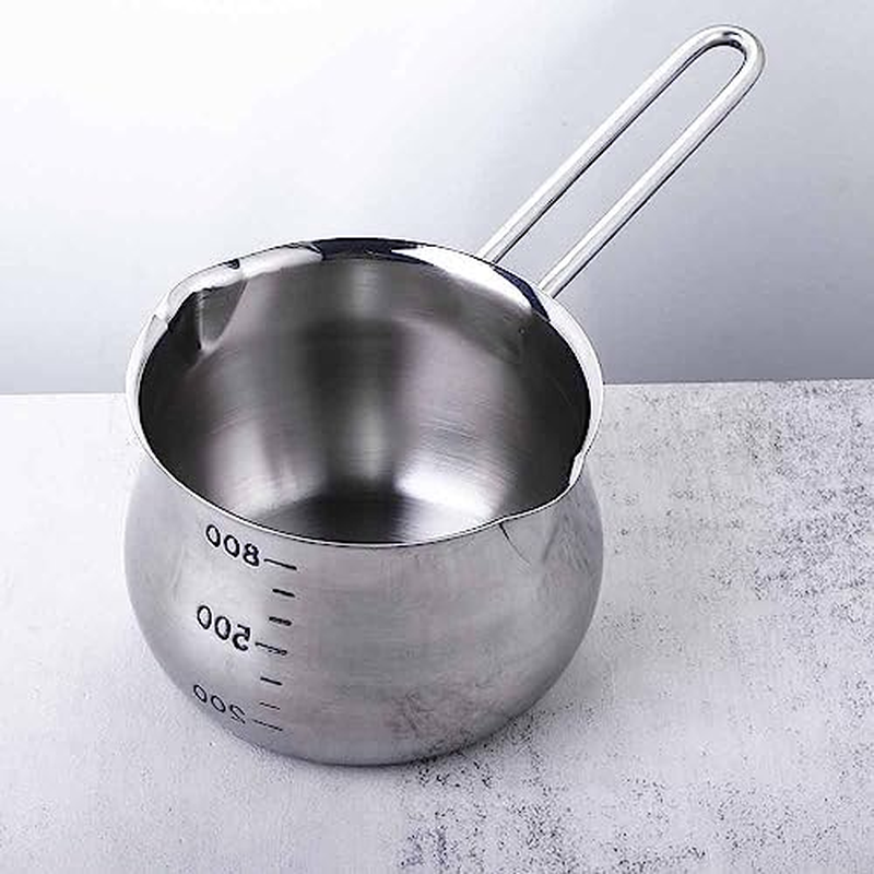 Leadigol 1PCS Stainless Steel Milk Pan,Non-Stick Milk Pot Small Saucepan Cheese Pot with Pour Spout for Kitchen image number 3