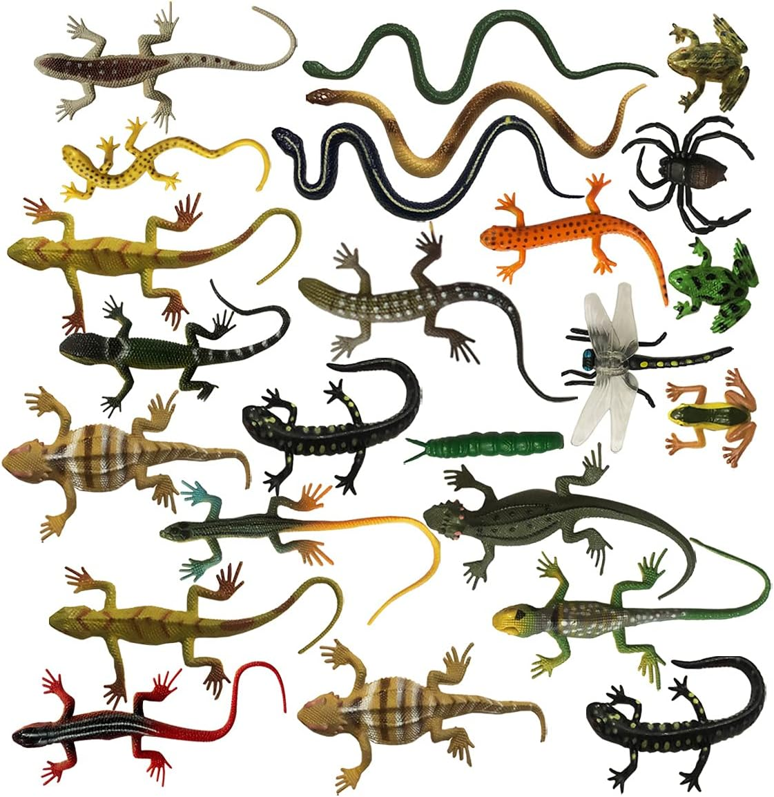 24Pcs Small Realistic Frog Lizard Insect Snake Dragonfly Ant Reptile Figure Animals for School Project Garden Toy Birthday Gift Party Supplies Home Decor Game (Classic B) image number 2
