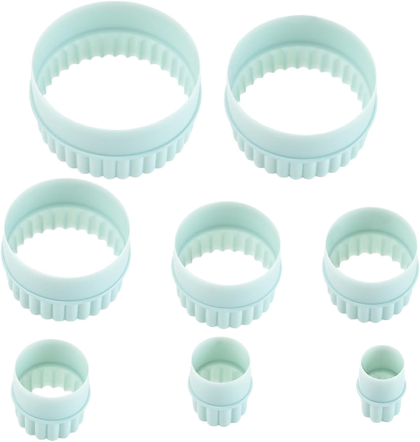 AUTUUCKEE 8Pcs Non Stick Cookie Cutter,Reusable Double Edged Pastry Cutter for Baking,Round Biscuits Scones Cutter,Comfortable Grip Dough Cutter image number 1