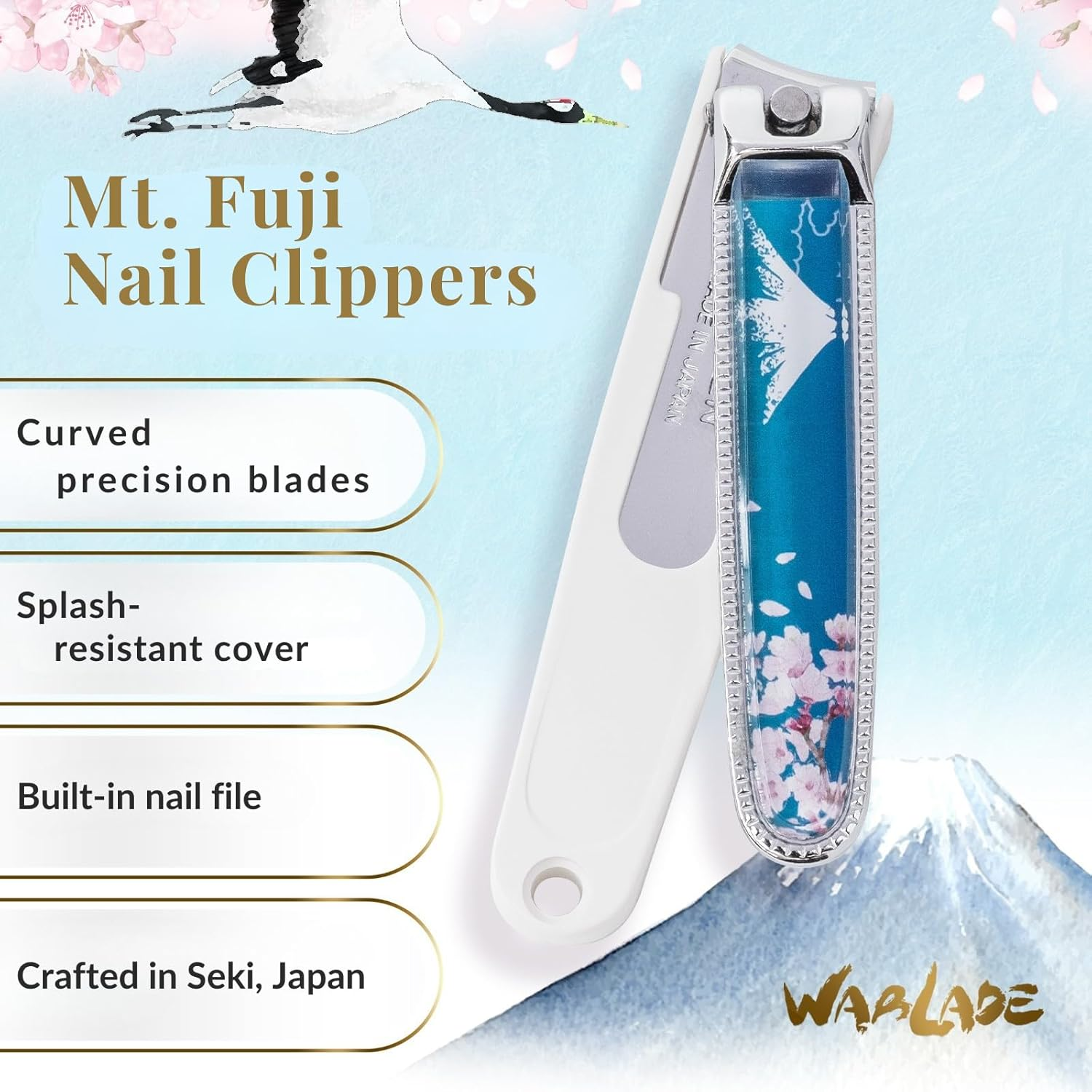 Wablade Steel Nail Clippers Fingernail and Toenail Curved Blade Made in Seki Japan (Mt.Fuji) - Maiko image number 6