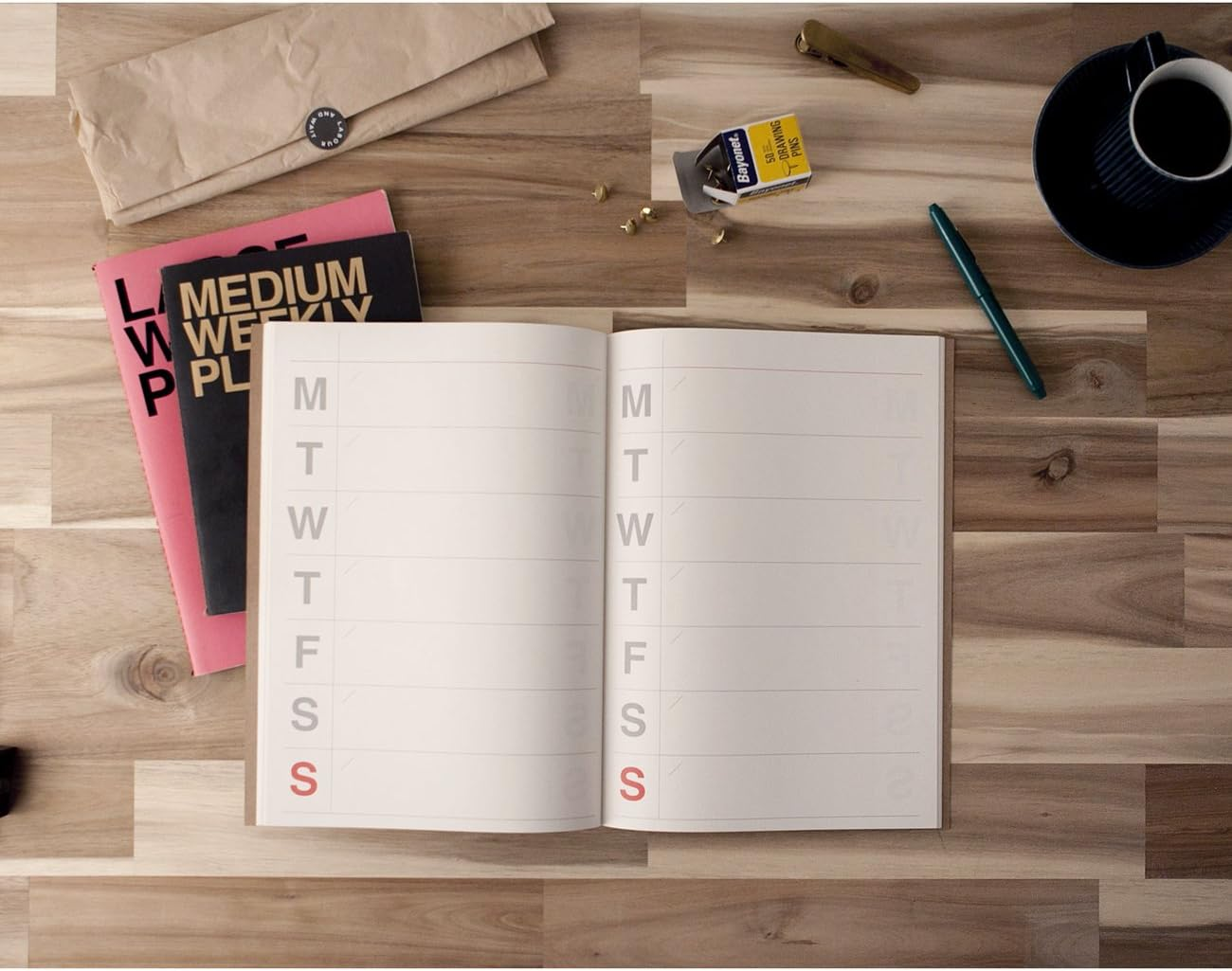 JSTORY Big Personal Wide Spaces Weekly Planner 28 Sheets Kraft image number 2