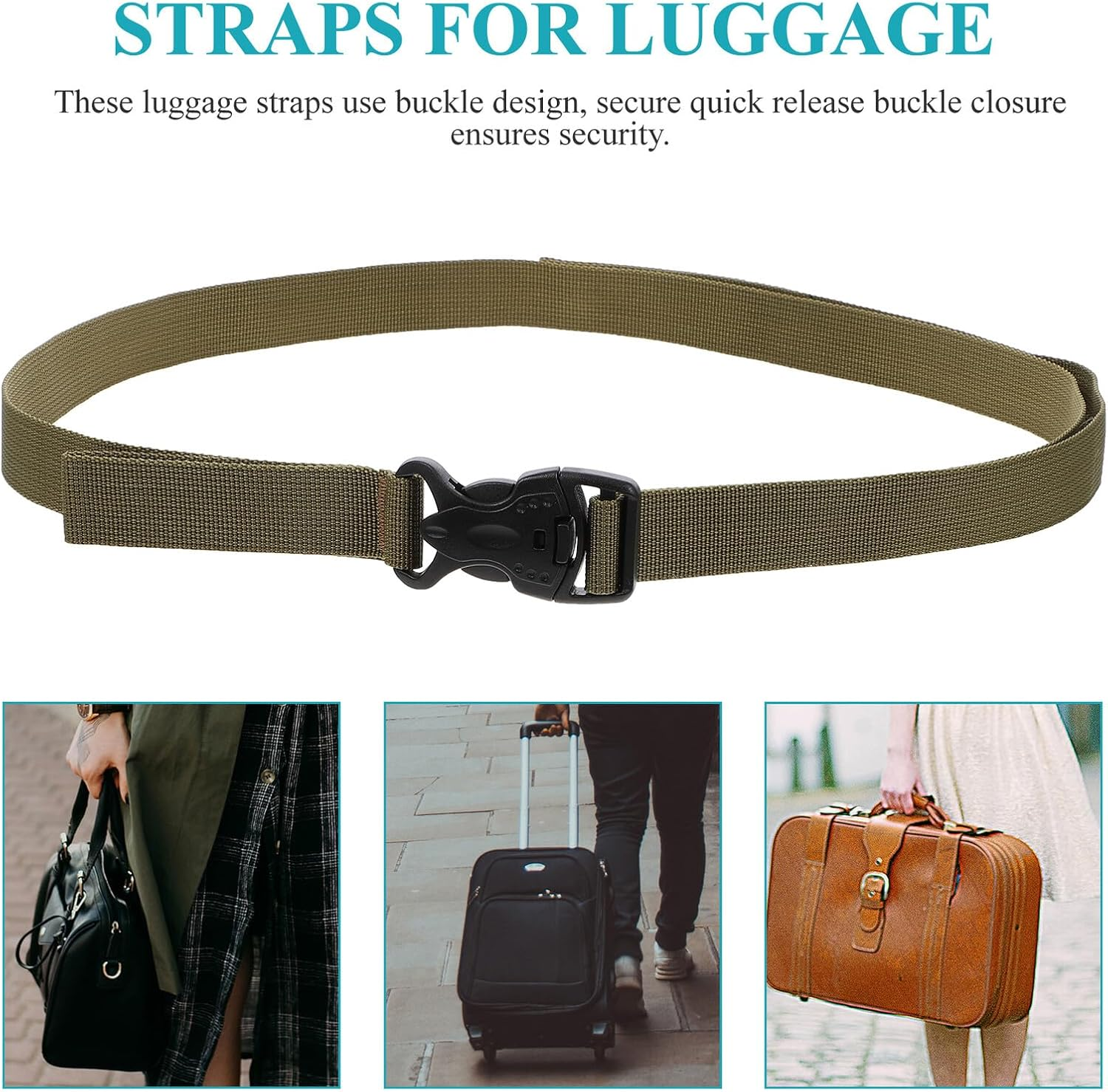 Travel Luggage Straps 2Pcs Polypropylene Bundling Strap with Dual Lock Buckle Outdoor Useful Lashing Tie for Suitcases and Camping Gear image number 4