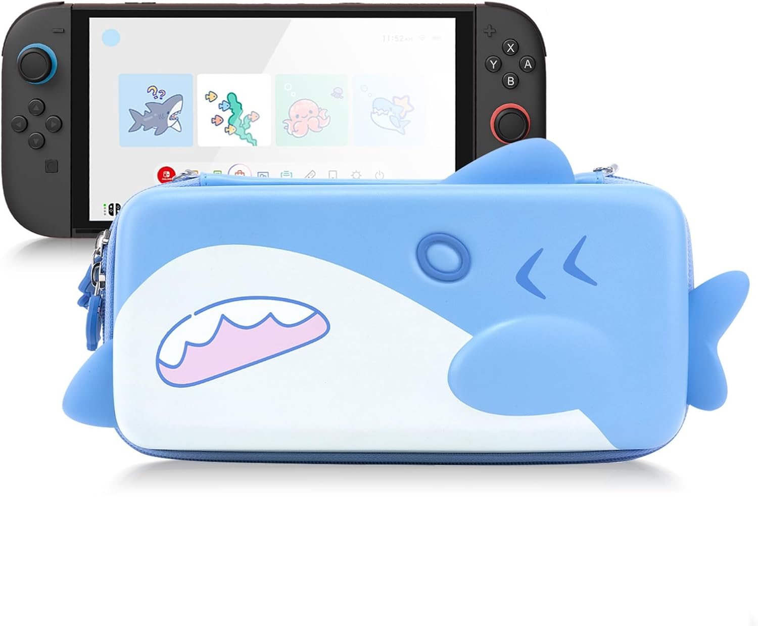Geekshare Portable Carrying Case Compatible with Switch 2 (2025), Hard Storage Bag with 12 Game Card Slots, Cute Travel Case for Switch 2 Console and Accessories, Shark image number 2
