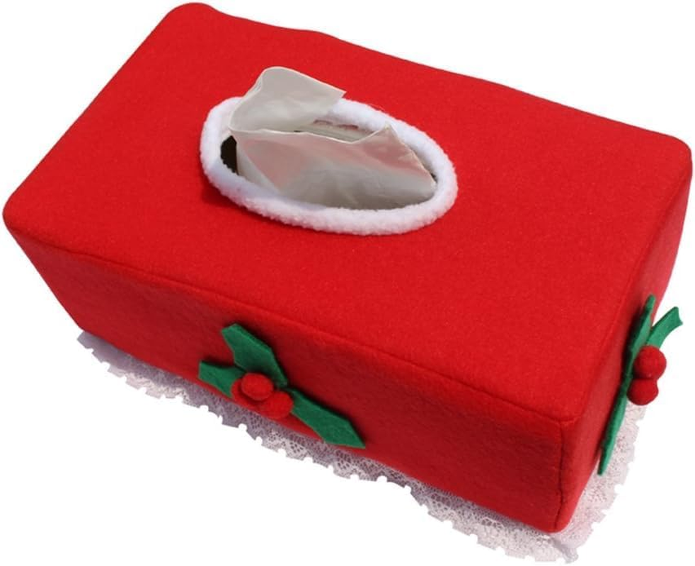 2 Pcs Christmas Tissue Box Cover, Holiday Rectangular Tissue Holder for Bathroom, Living Room, Tabletop Decor image number 3