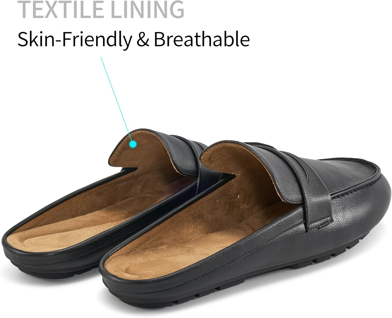 HARENCE Mules for Women Flats Shoes: Comfortable Dressy round Toe Backless Mule Slides Casual Walking Slip on Work Loafers image number 6