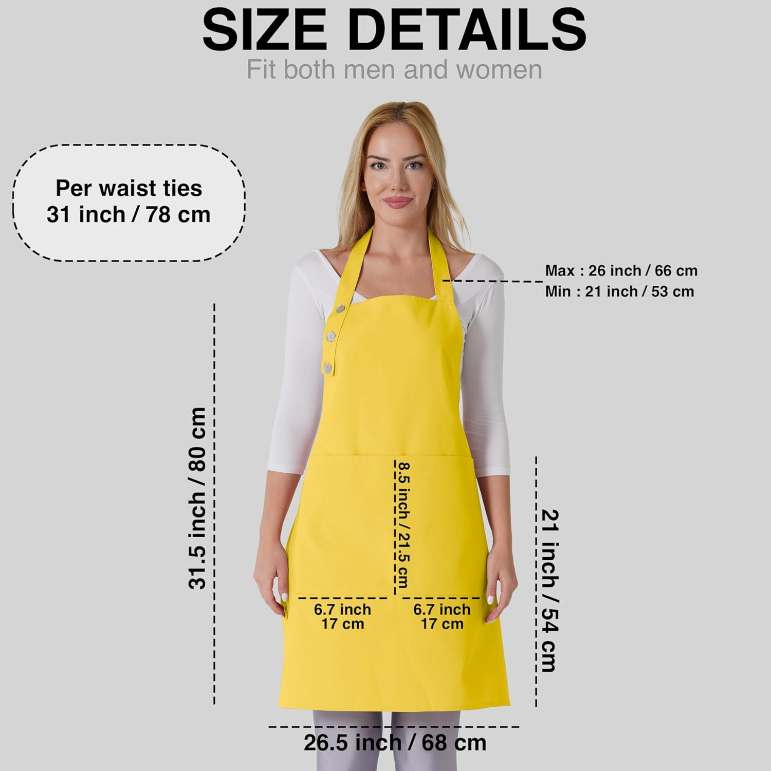 TOSHE Kitchen Apron Waterdrop Resistant Cotton Apron with Adjustable Aprons for Women with Pockets Cooking Apron image number 3