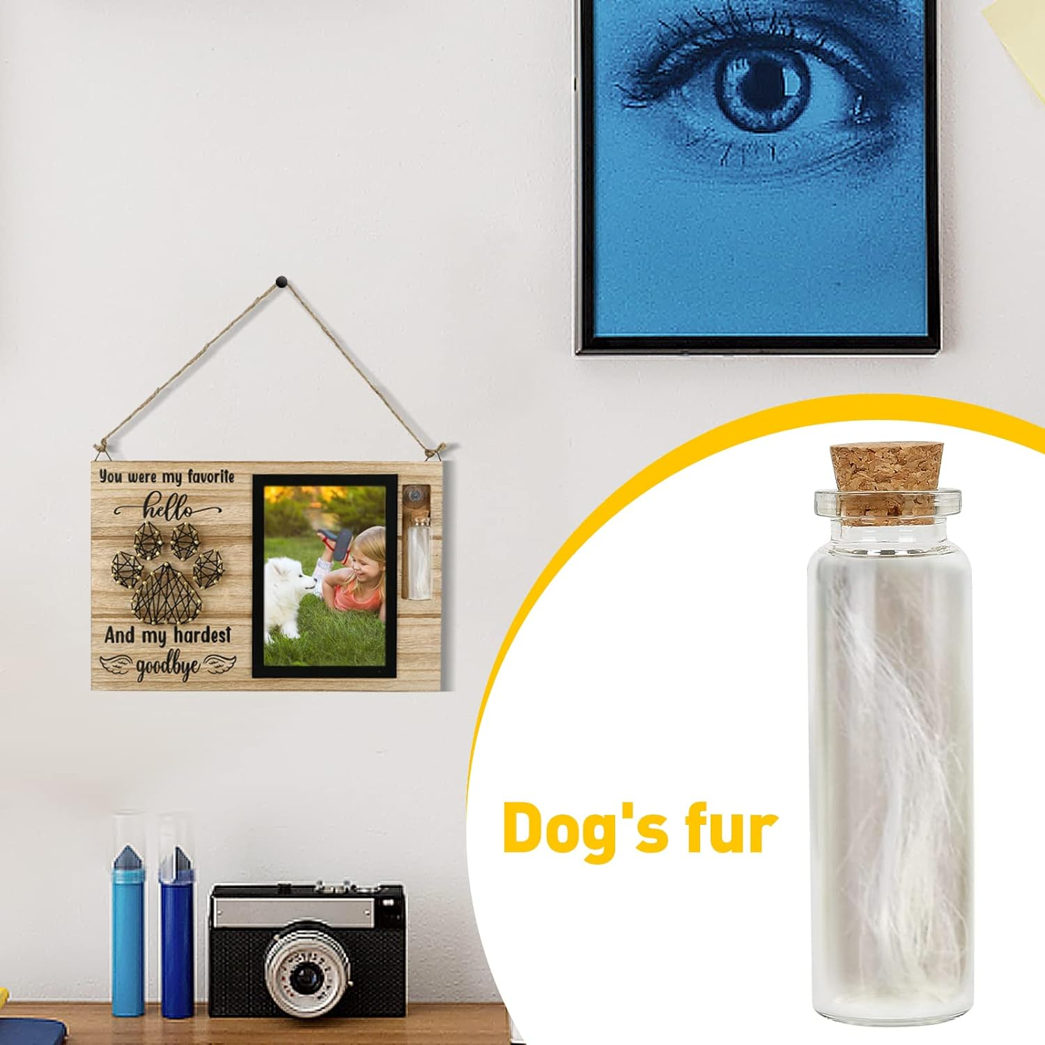 Pets Memorial Picture Frame, Cat & Dogs Pet Wooden Memory Photo Frame, Rectangular Picture Frame Commemorative for Loss, Pet Souvenir Keepsake Memorial Gifts Sympathy Gift (C)