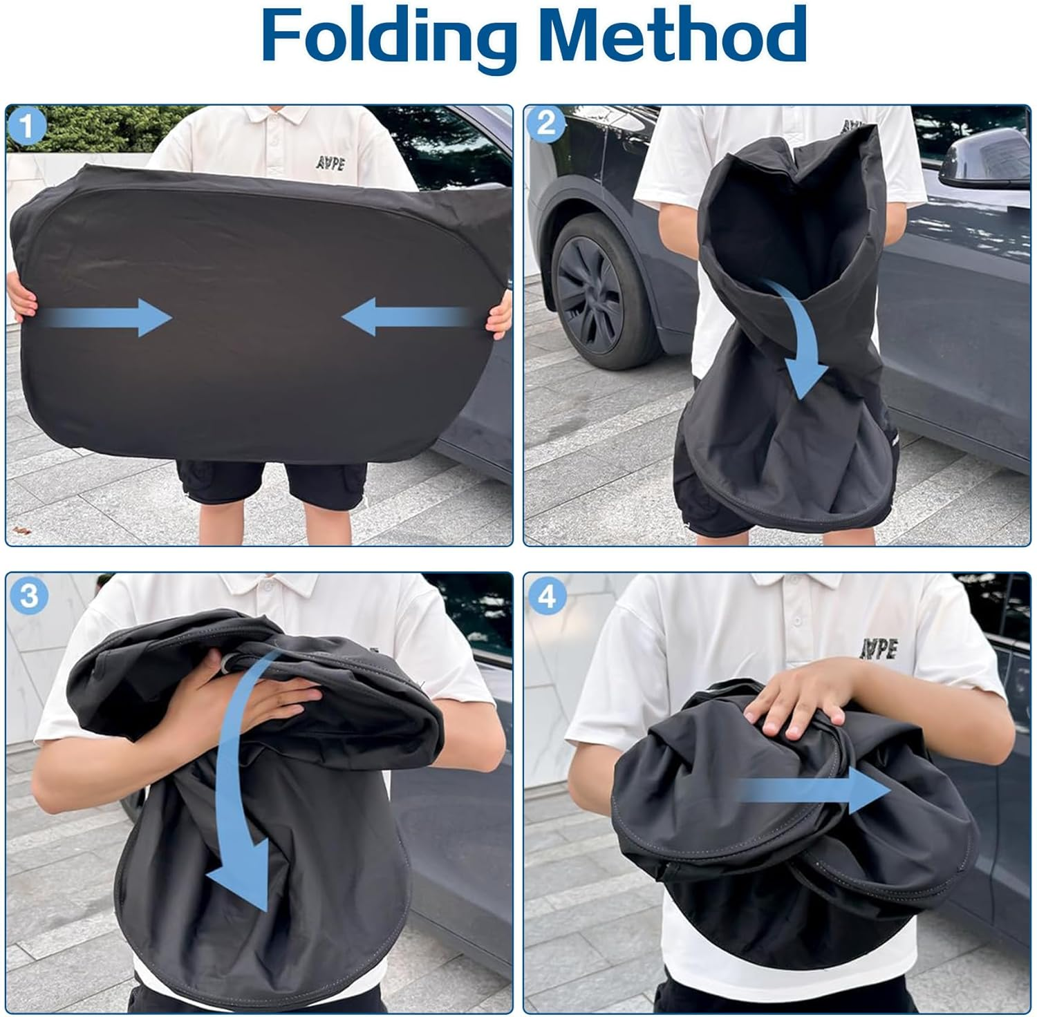 Windshield Sunshade for Tesla Model Y Juniper, Folding Front Window Sun Shade Cover for Model 3 Highland, Reflective Heat & Sun, UV Blocks Visor, Privacy Protection, for Teals Model Y/3 Accessories image number 3