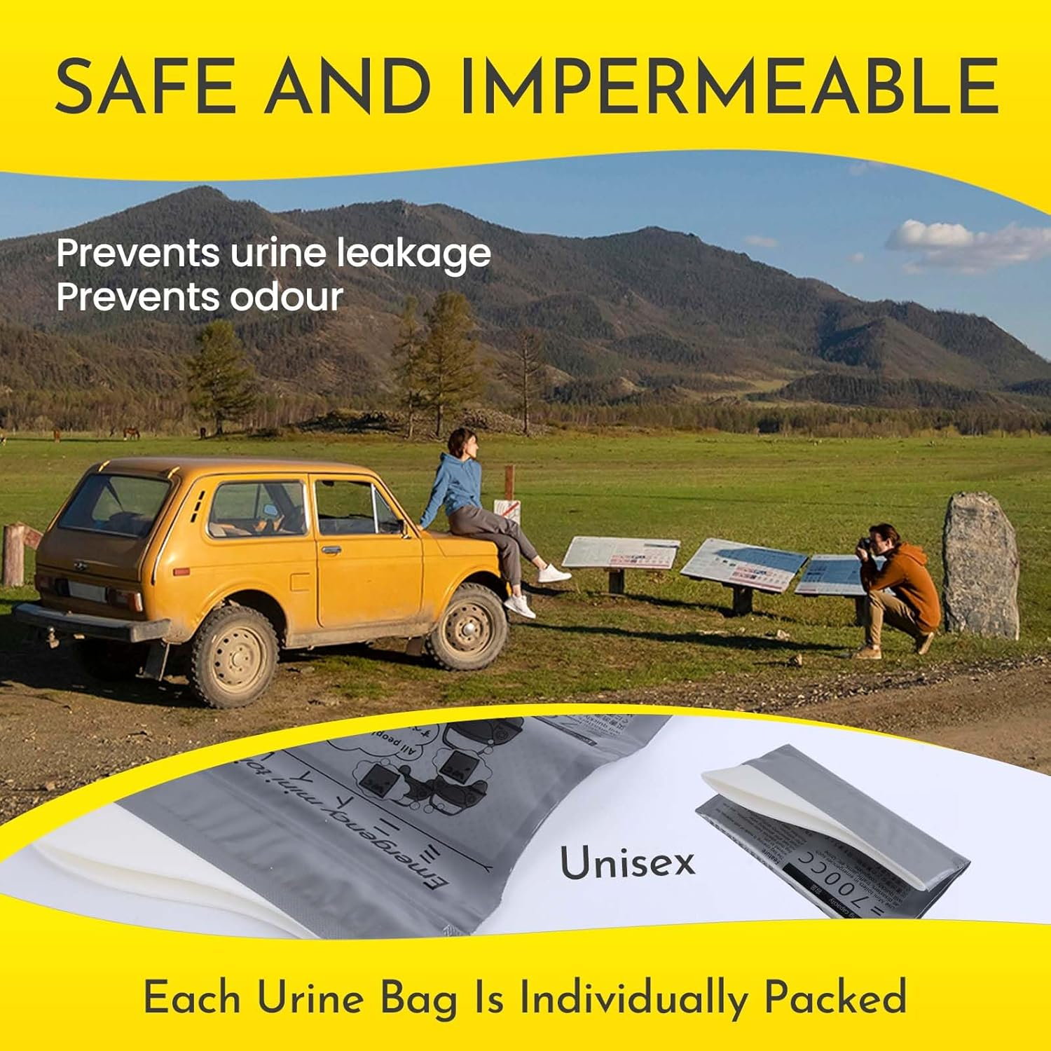 12 Pcs 700ML Emergency Urine Bag,Disposable Urinal Portable Toilets for Adults,Camping Toilet Travel Urine Bag Leak Proof Sealed Design Lightweight Foldable for Hiking Pregnant Women Children(Grey) image number 4