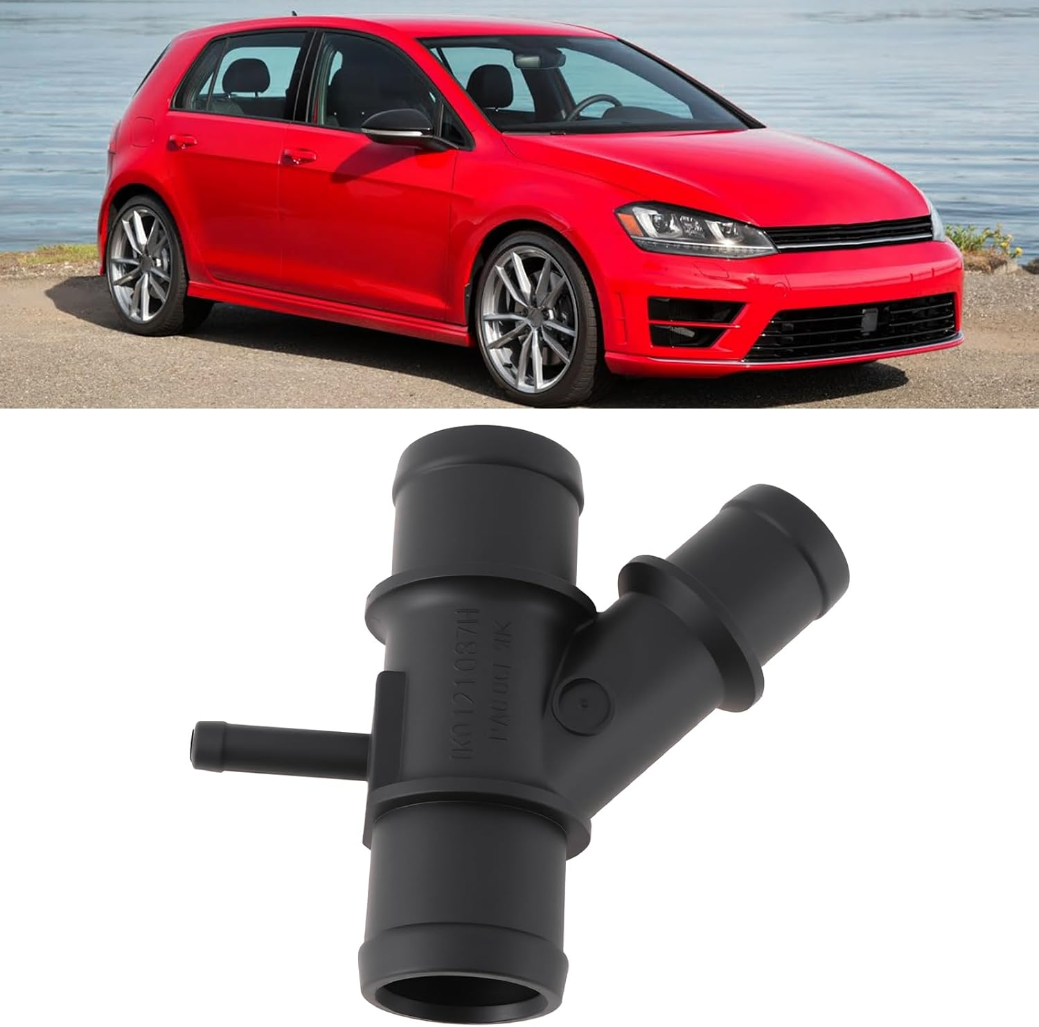 2Pcs Cooling System 4 Way Distributor Pipe 1K0121087H Compatible with VW Compatible with Audi