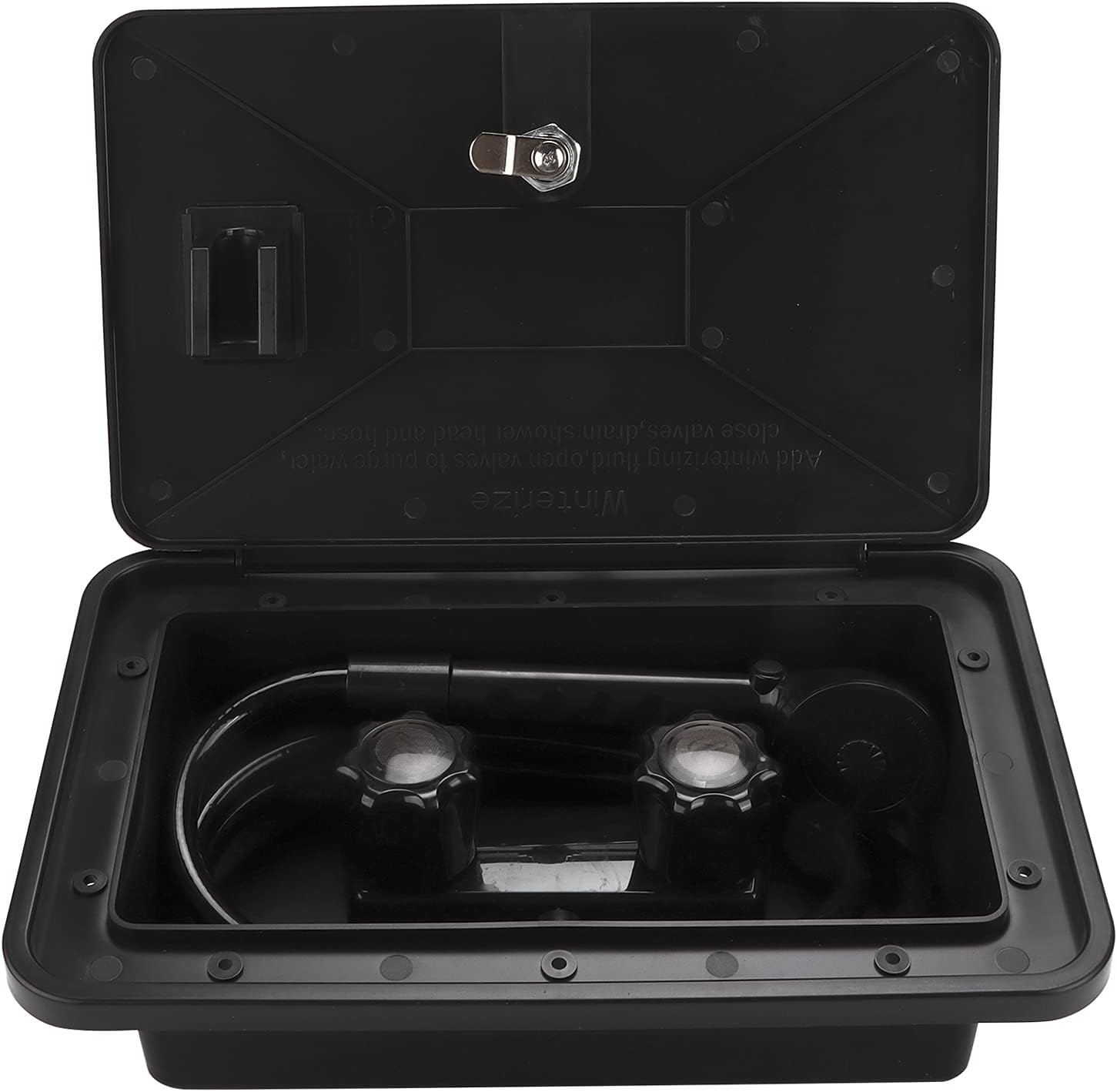 RV Exterior Shower Box Kit, RV Camper Exterior Shower Box Set, Hot Cold Water Adjustable with Hose Lock Keys for Motorhome Caravan Out Side Shower Replacement image number 1