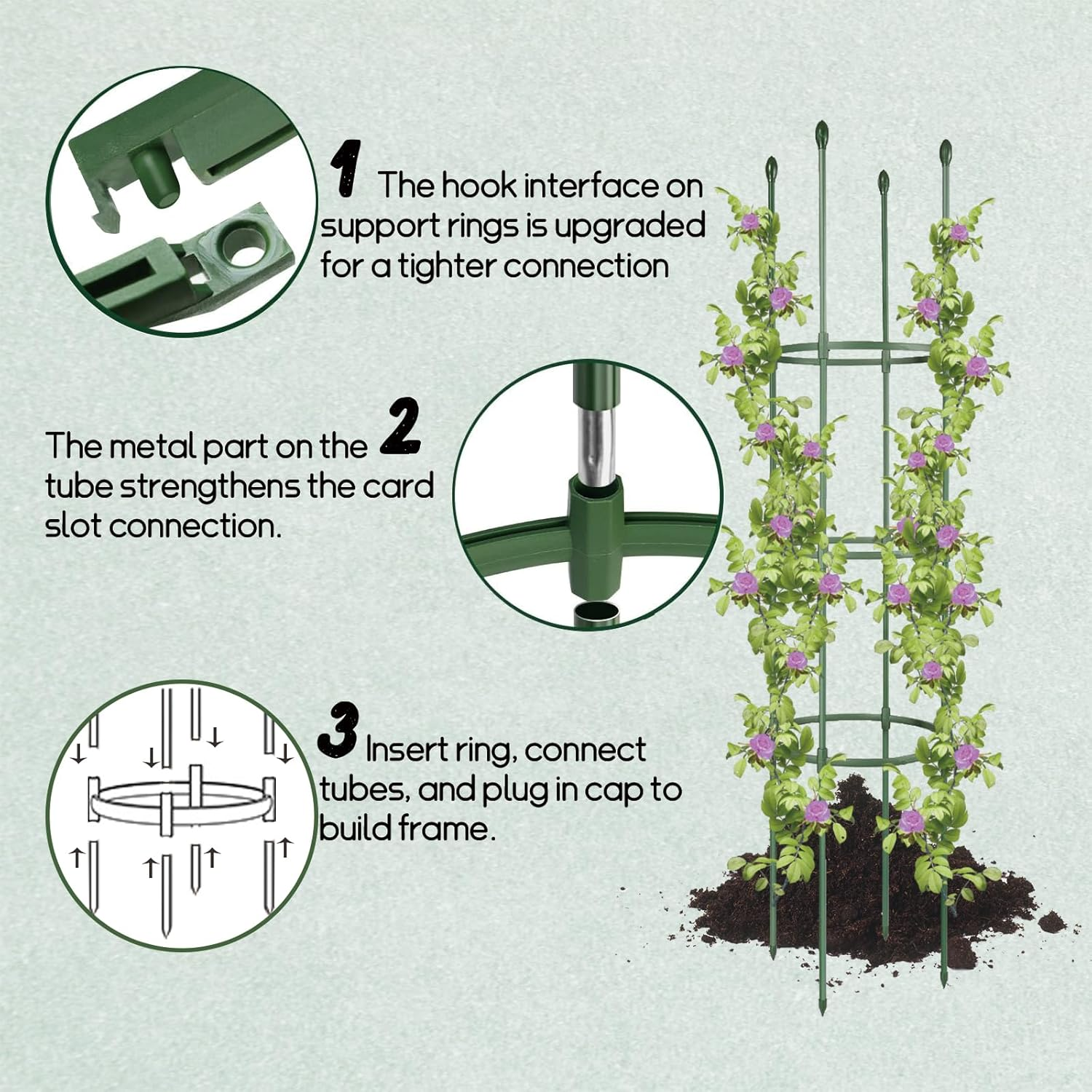 2 Packages Plant Rack, Tomato Cage, Tomato Rack up to 54.5 Inches Adjustable Height for Growing Tomato Plants, Potted Green, Climbing Vegetable Plants (2) image number 4