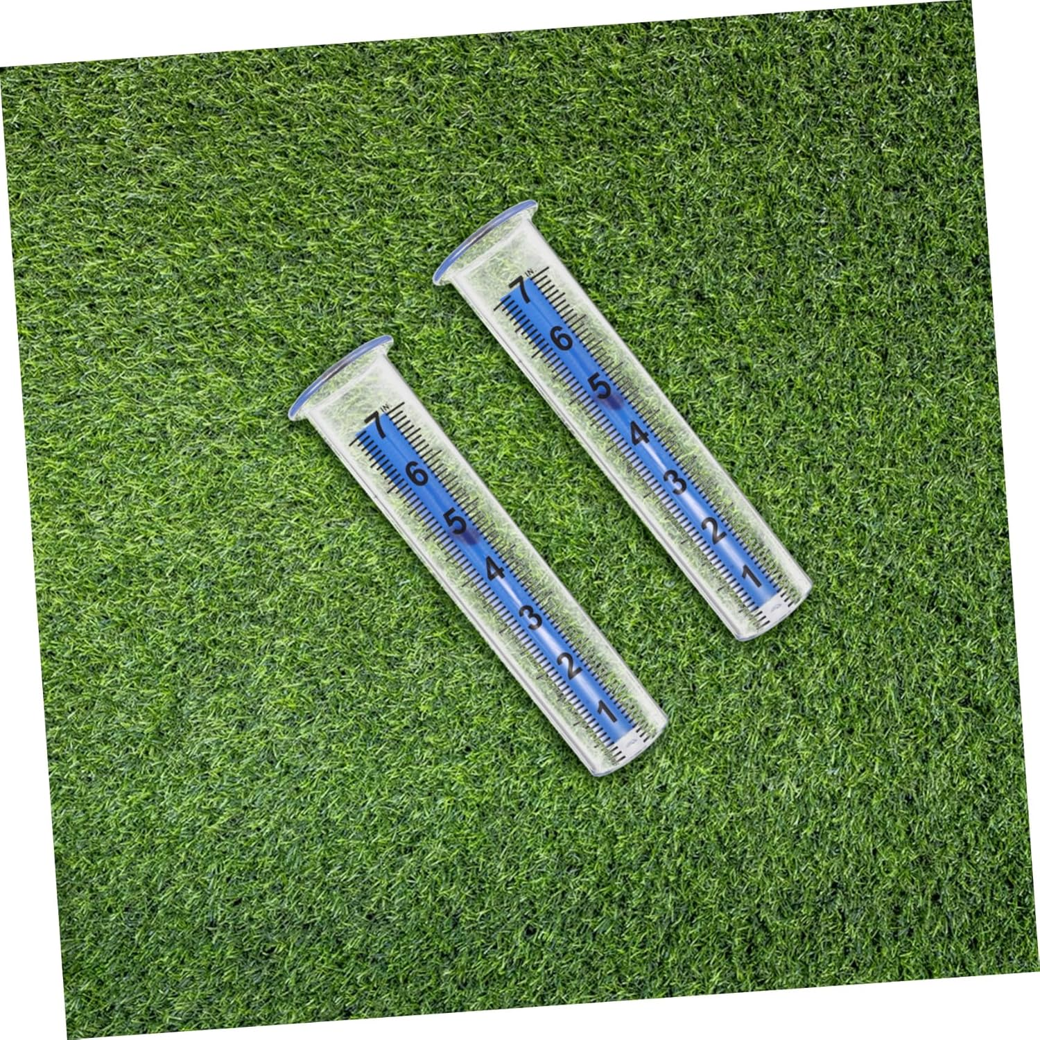 4PCS Transparent Rain Gauge Tubes Blue Base Plastic Outdoor Rainfall Measurement for Garden Lawn Greenhouse and School Use with Easy Installation and Scale image number 5