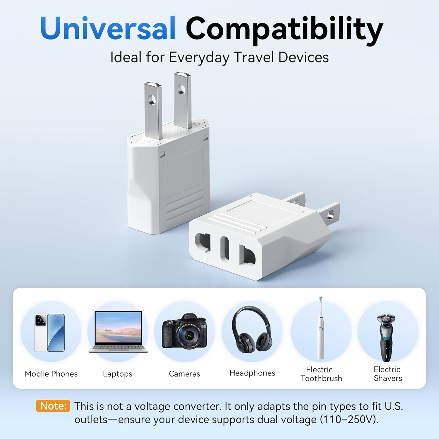 Unidapt EU Europe to US Usa Travel Plug Adapter Power Converter AC image number 3