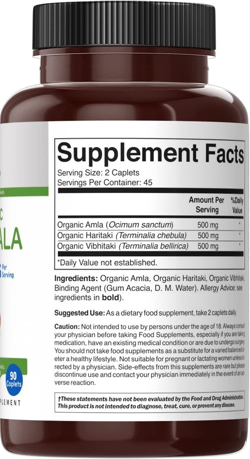 Brieofood Organic Triphala 1500Mg, 45 Servings, Vegetarian, Gluten Free, 90 Vegetarian Tablets image number 5