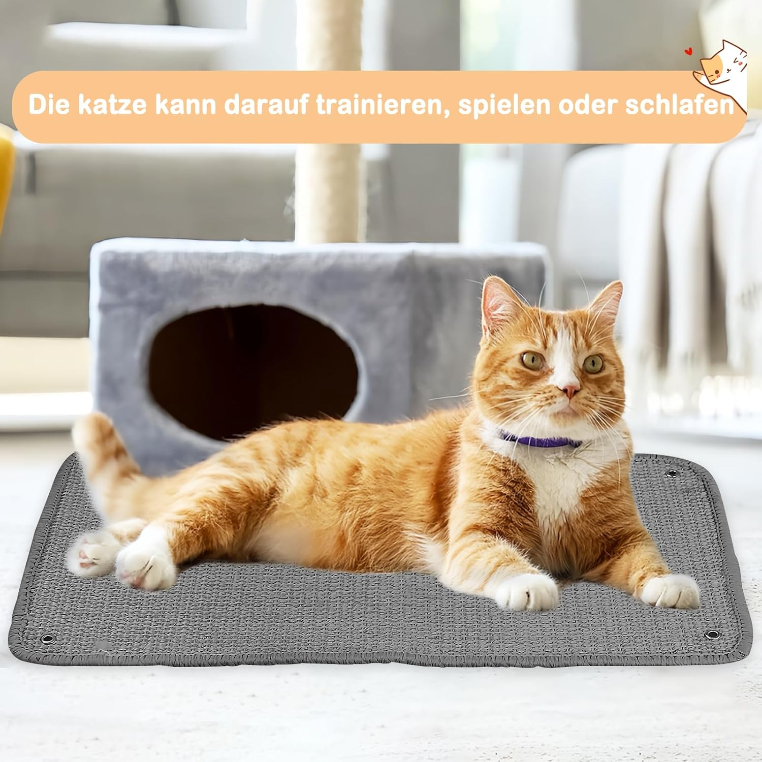 Set of 2 Cat Scratching Mat, Cat Scratching Boards Wall 50 X 25 Cm, Scratching Boards Cat Sisal, Durable Non-Slip Scratching Pads for Cats, Scratching Board for Sofa, Furniture, Door, Scratch image number 2