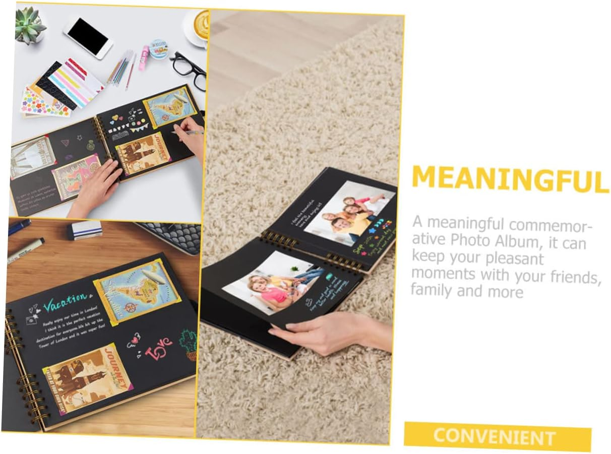 Cabilock DIY Photo Scrapbook Album Handmade Travel Photo Book for Vintage Design with Craft Supplies Cover for Memorable Moments image number 5